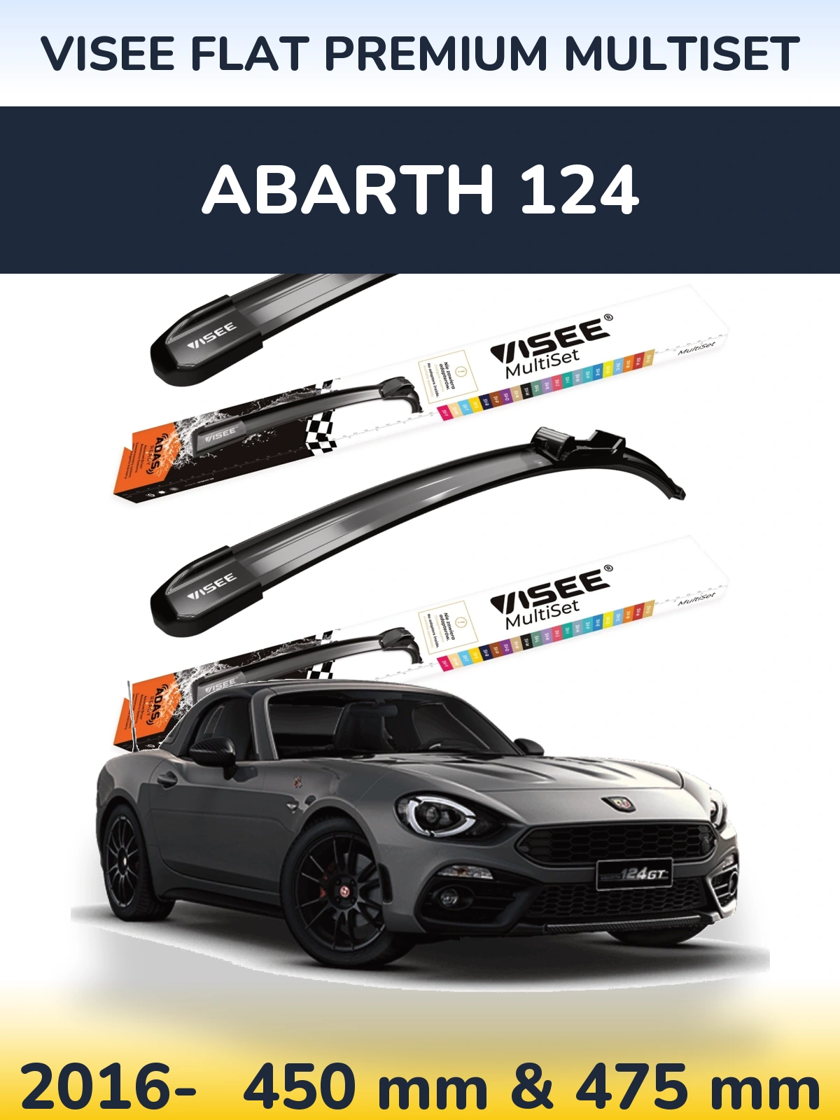 Torkarblad VISEE FLAT PREMIUM MultiSet för Abarth 124