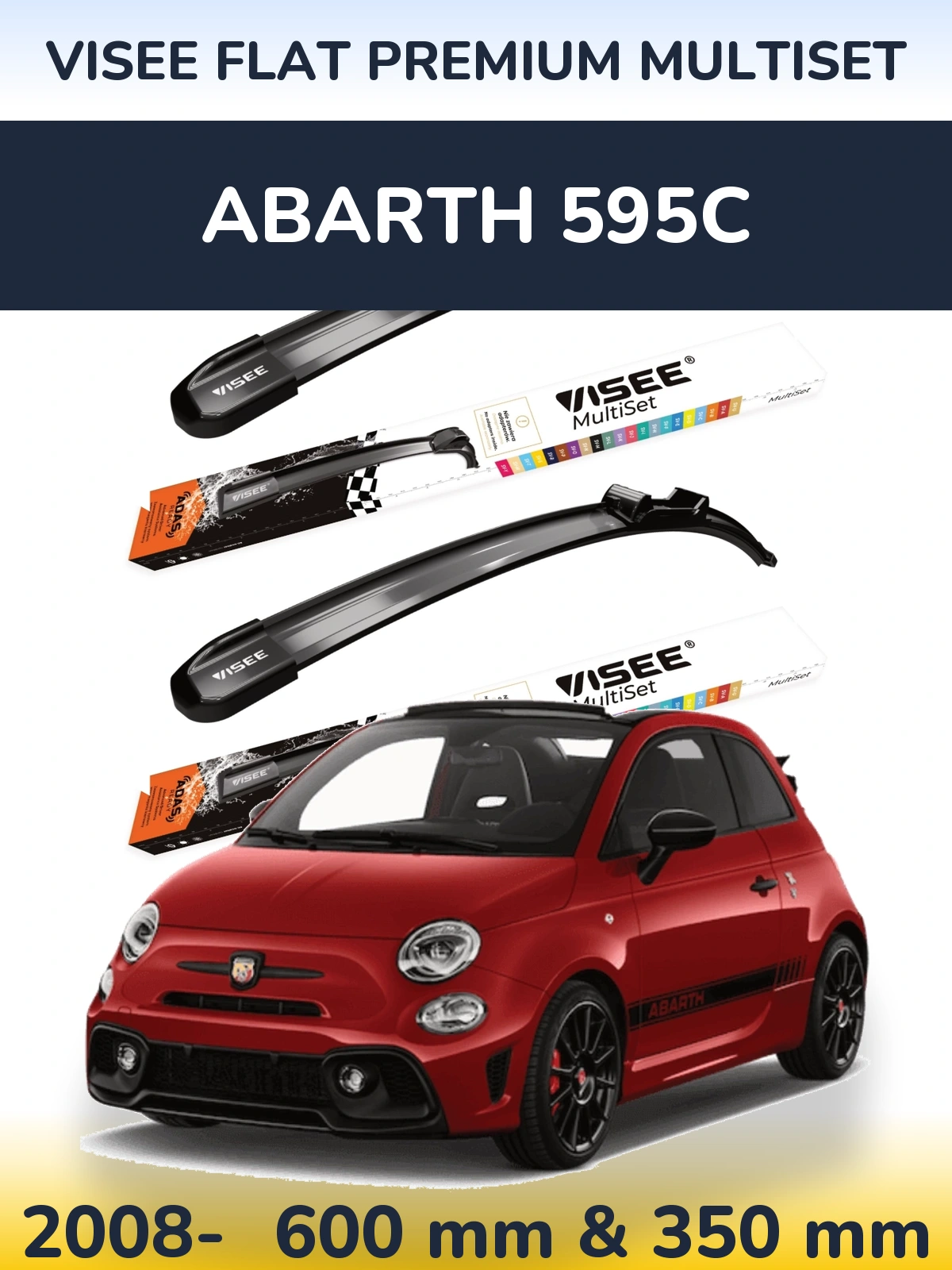 Torkarblad VISEE FLAT PREMIUM MultiSet för Abarth 595C