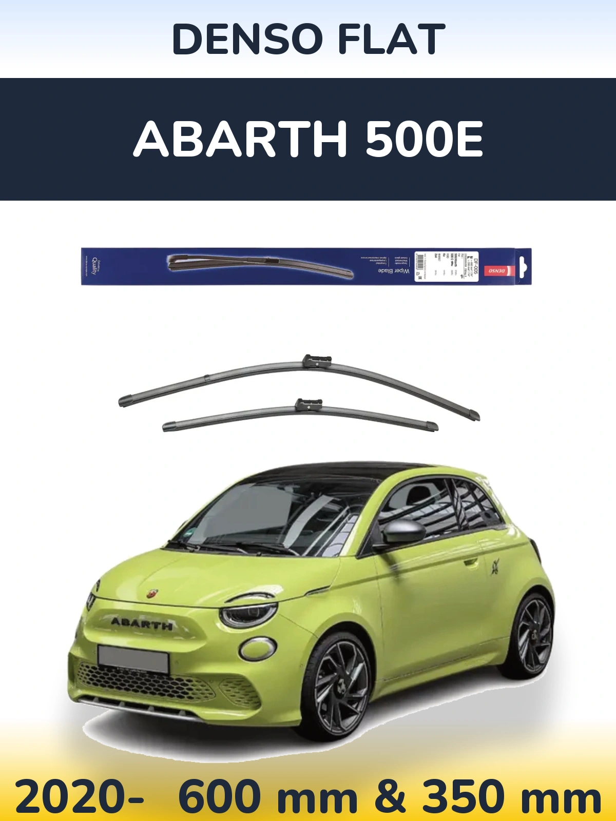 Комплект передніх щіток Denso Flat 600 & 350 мм для Abarth 500e 2020-2026
