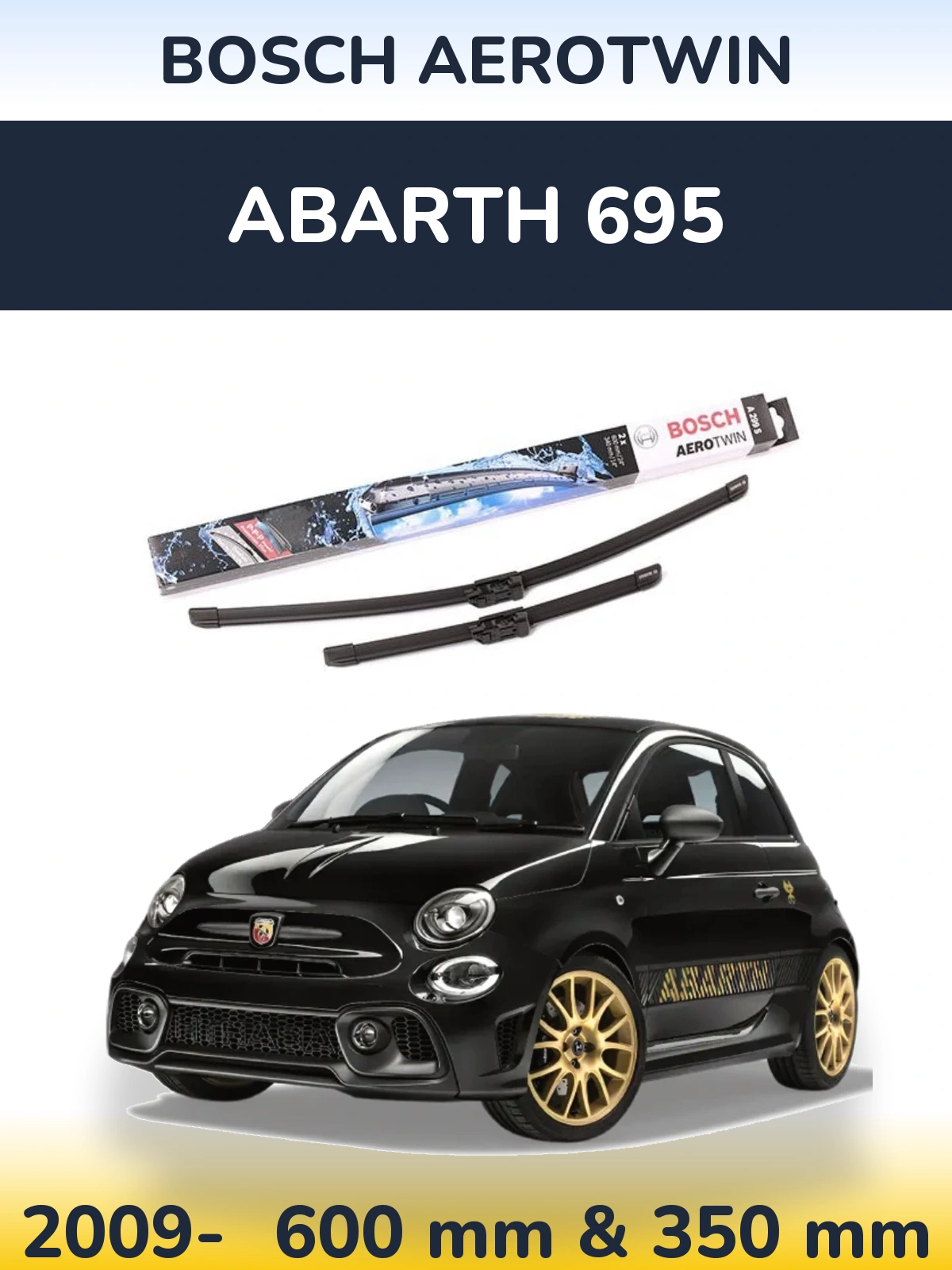 Комплект передніх щіток BOSCH AeroTwin 600 & 350 мм для Abarth 695 2009-2026