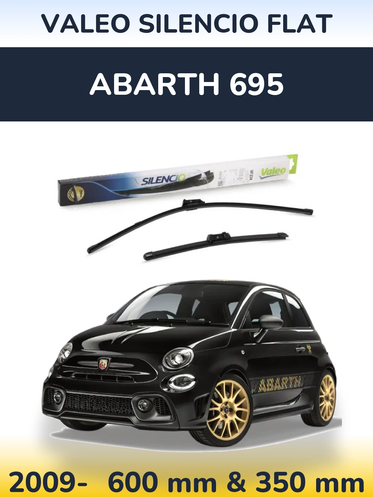 Комплект передних дворников Valeo Silencio Flat 600 & 350 мм для Abarth 695 2009-2026