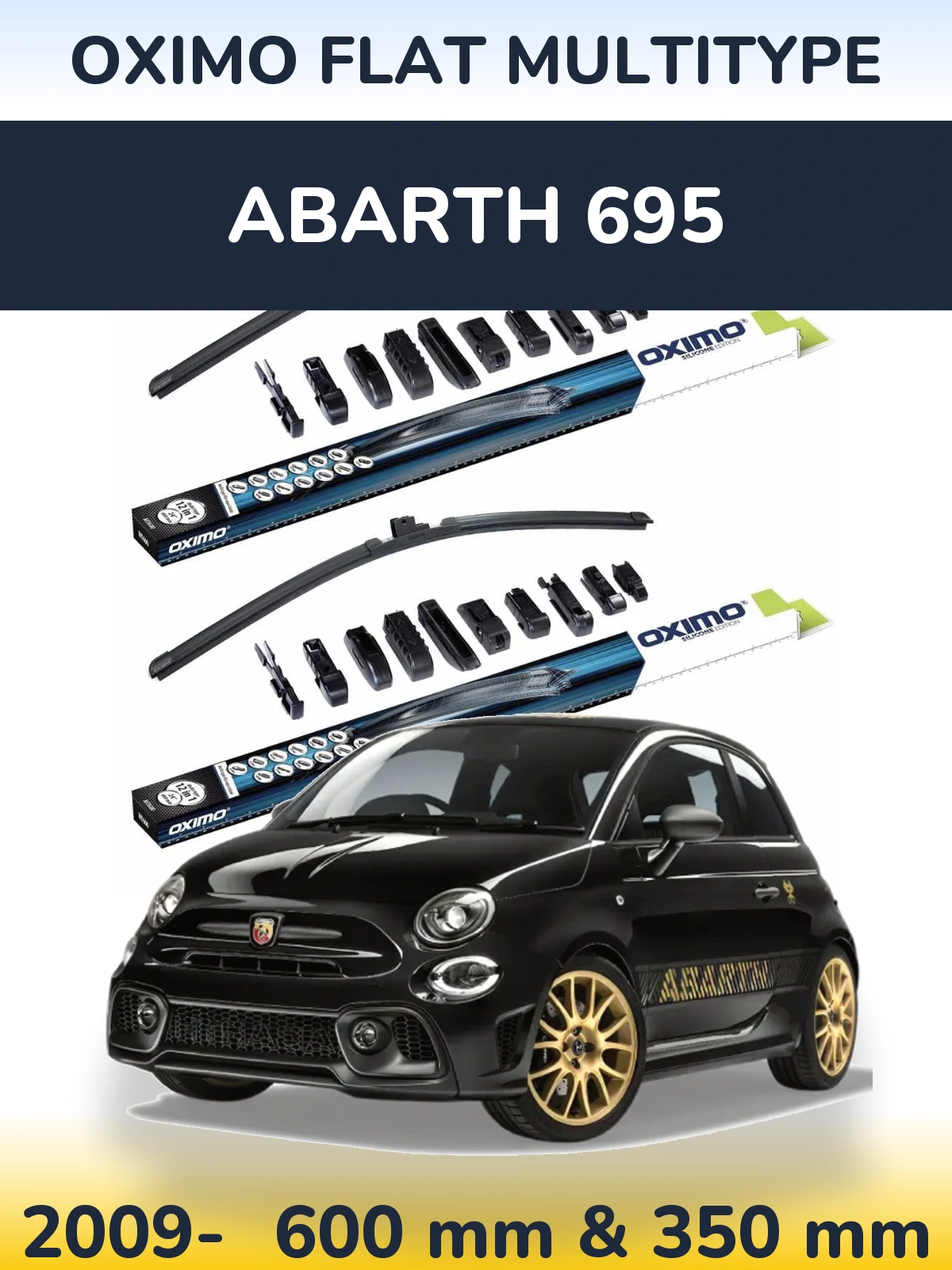 Комплект передних дворников Oximo Flat MultiТипe 600 & 350 мм для Abarth 695 2009-2026