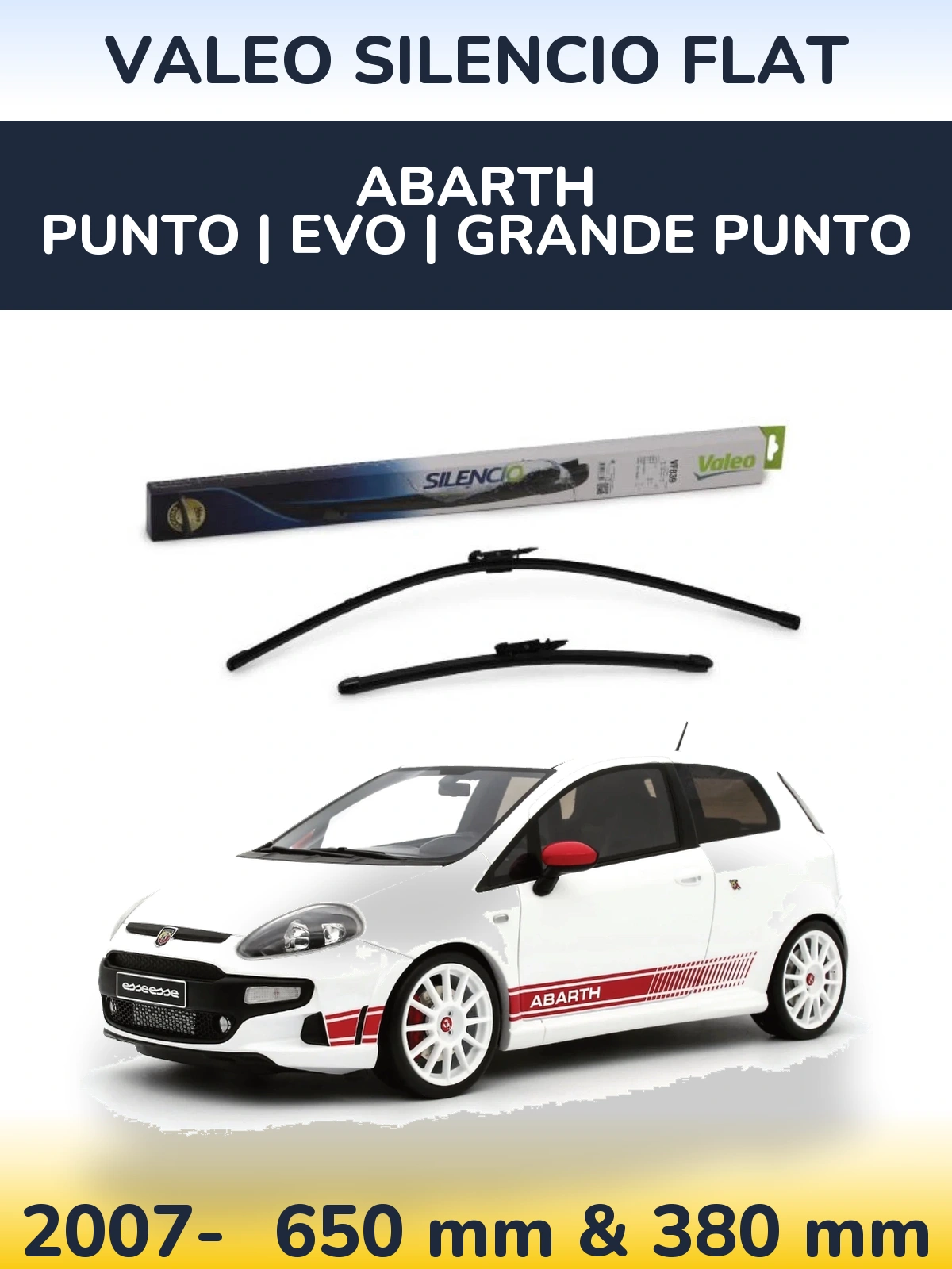 Torkarblad Valeo Silencio Flat för Abarth Punto | Evo | Grande Punto