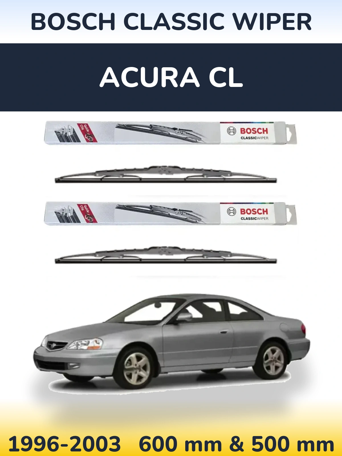 Комплект передних дворников BOSCH Classic Wiper 600 & 500 мм для Acura CL 1996-2003