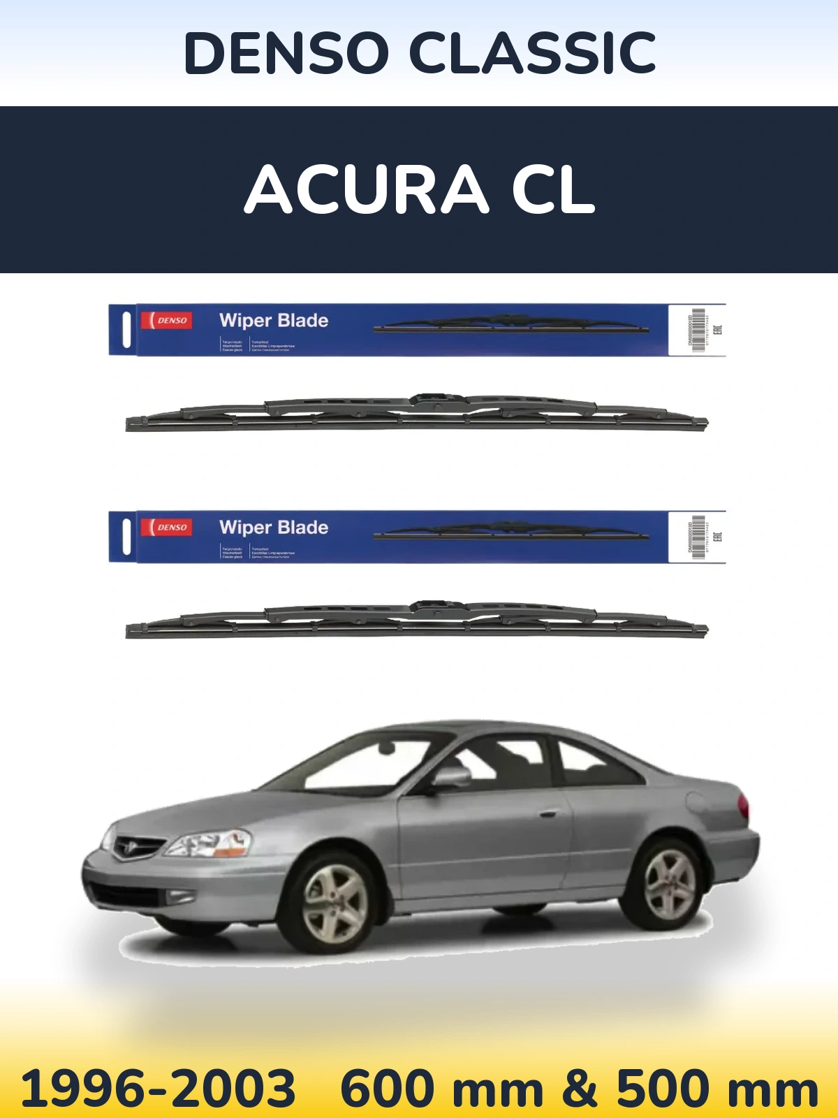 Комплект передних дворников Denso Classic 600 & 500 мм для Acura CL 1996-2003