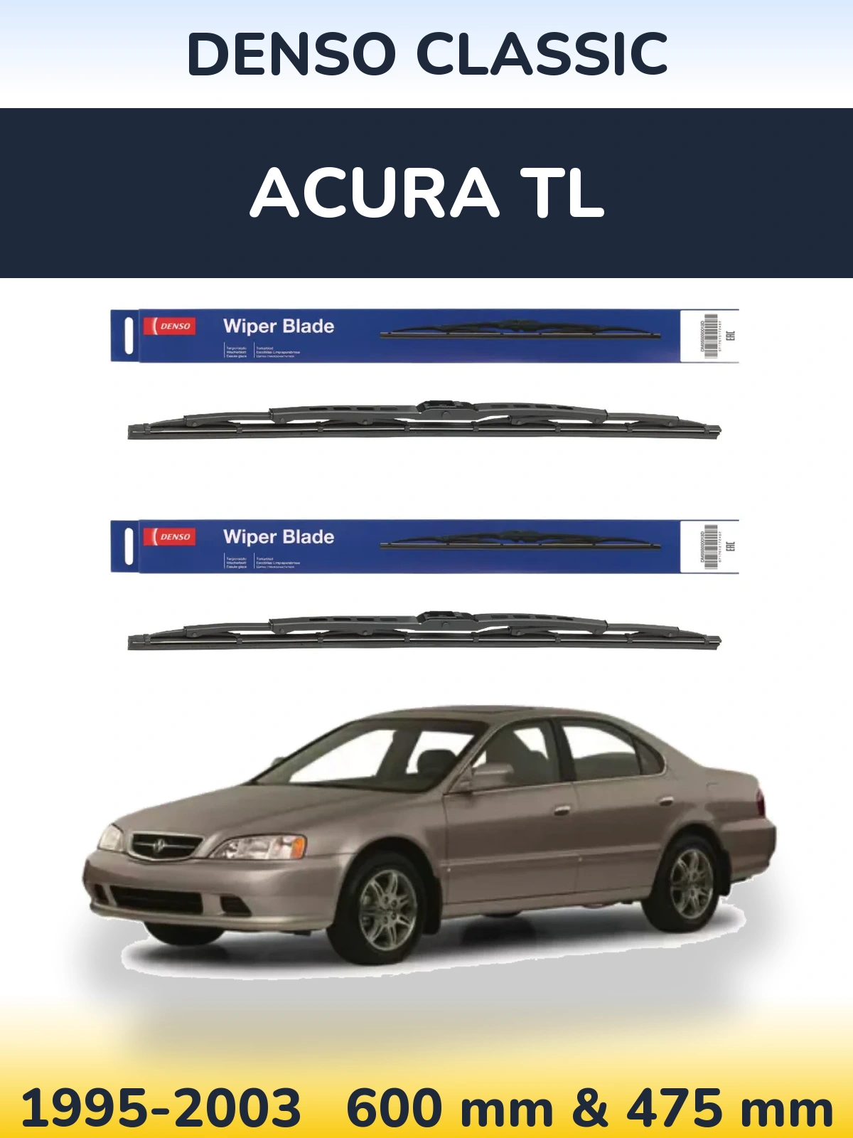 Комплект передніх щіток Denso Classic 600 & 475 мм для Acura TL 1995-2003