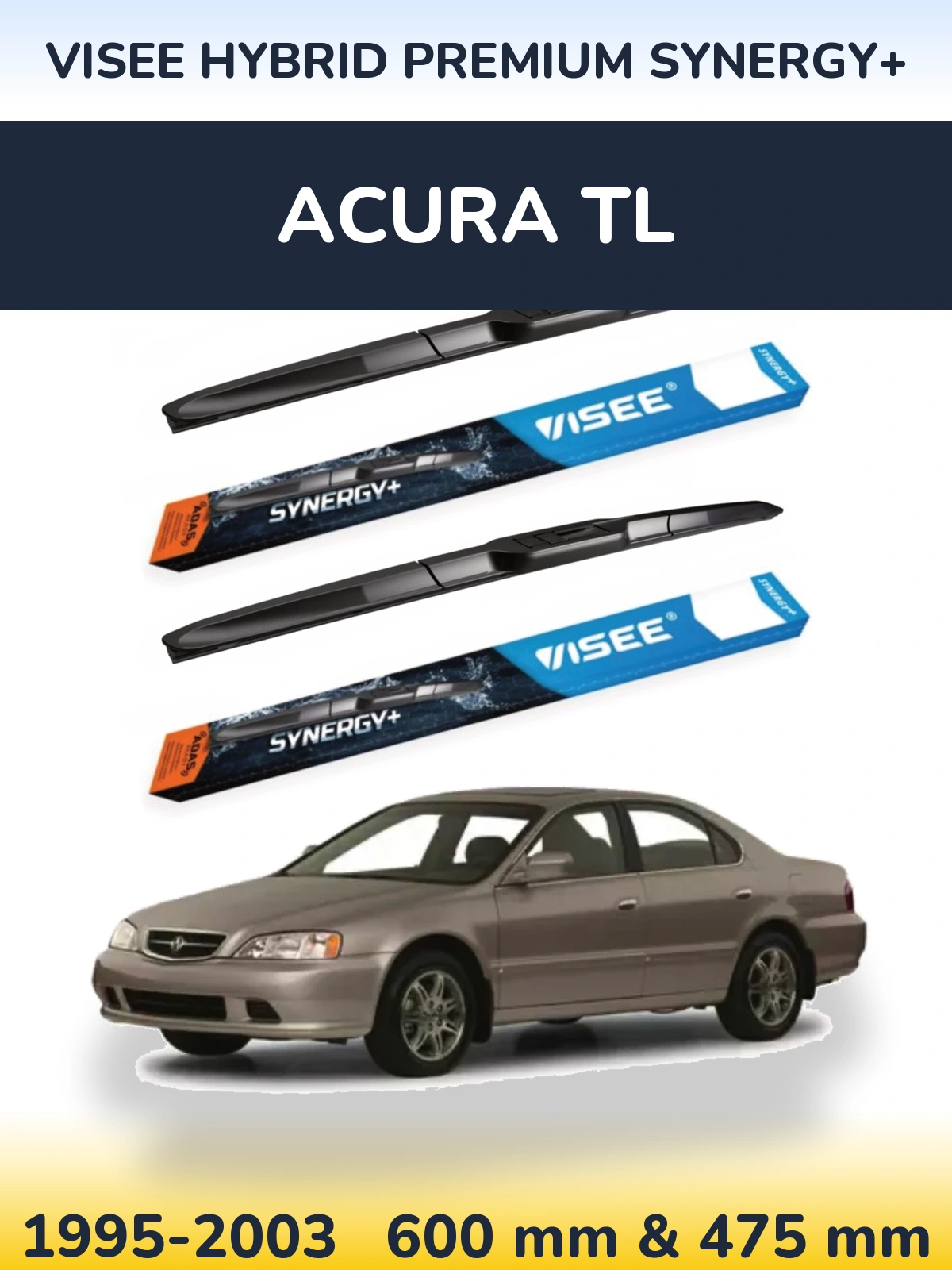 Комплект передних дворников VISEE HYBRID PREMIUM SYNERGY+ 600 & 475 мм для Acura TL 1995-2003