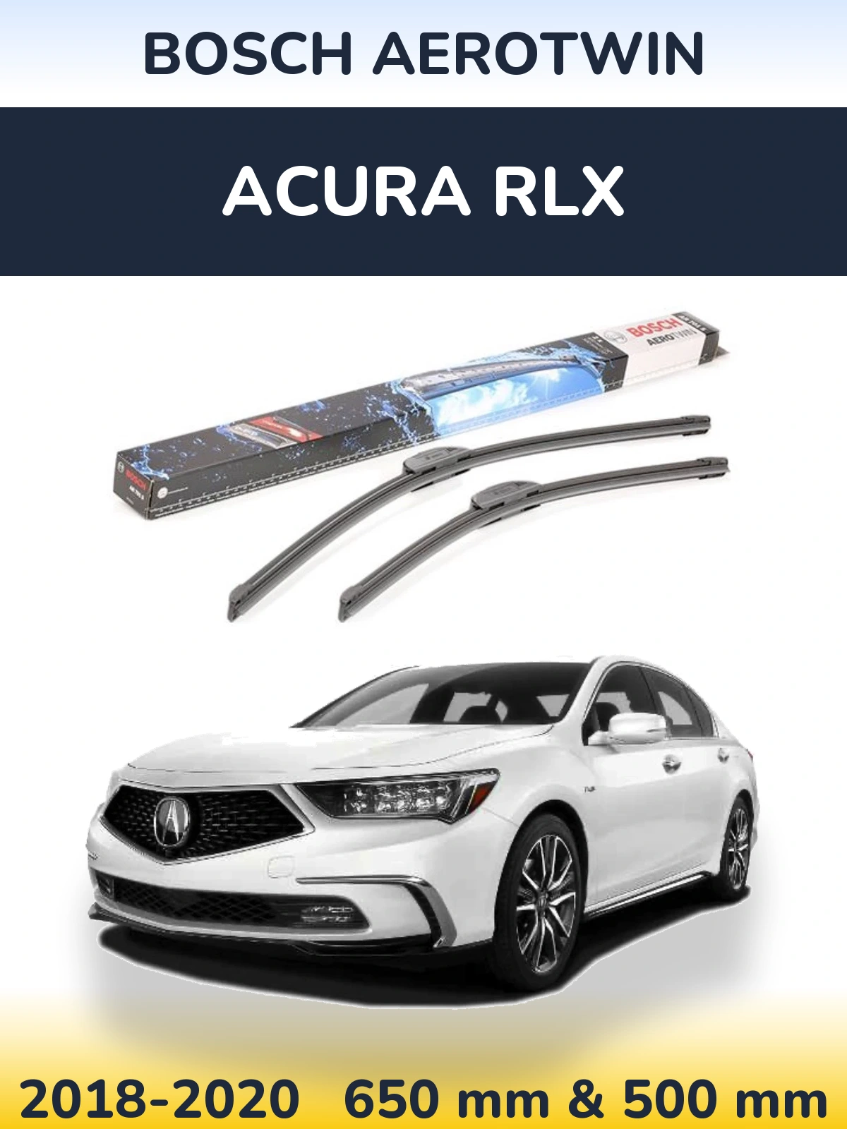 Комплект передніх щіток BOSCH AeroTwin 650 & 500 мм для Acura RLX 2018-2020