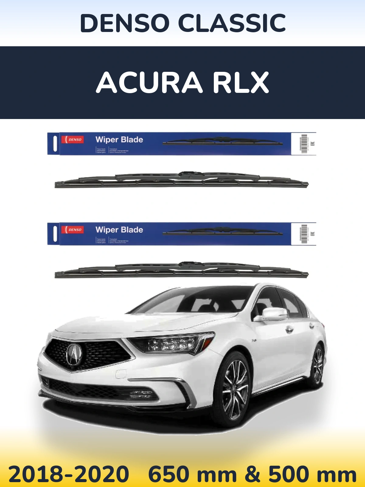Комплект передних дворников Denso Classic 650 & 500 мм для Acura RLX 2018-2020