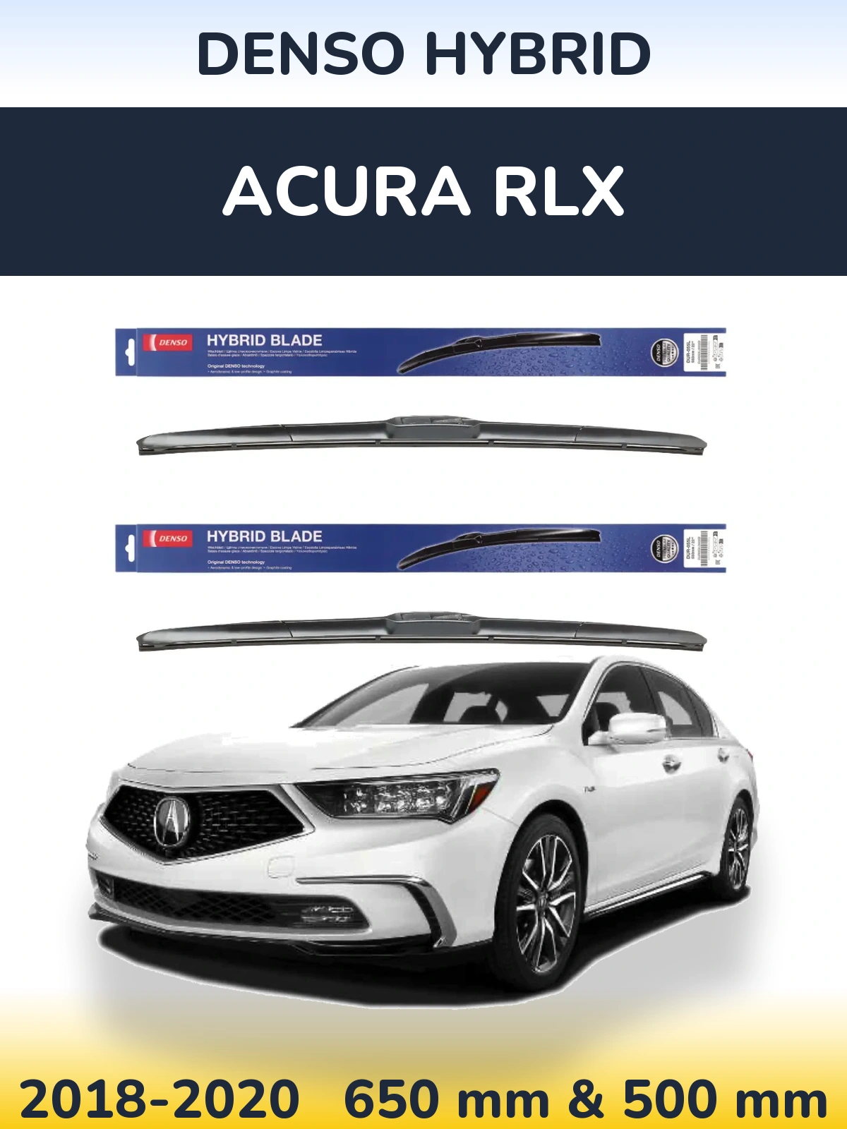 Комплект передніх щіток Denso Hybrid 650 & 500 мм для Acura RLX 2018-2020