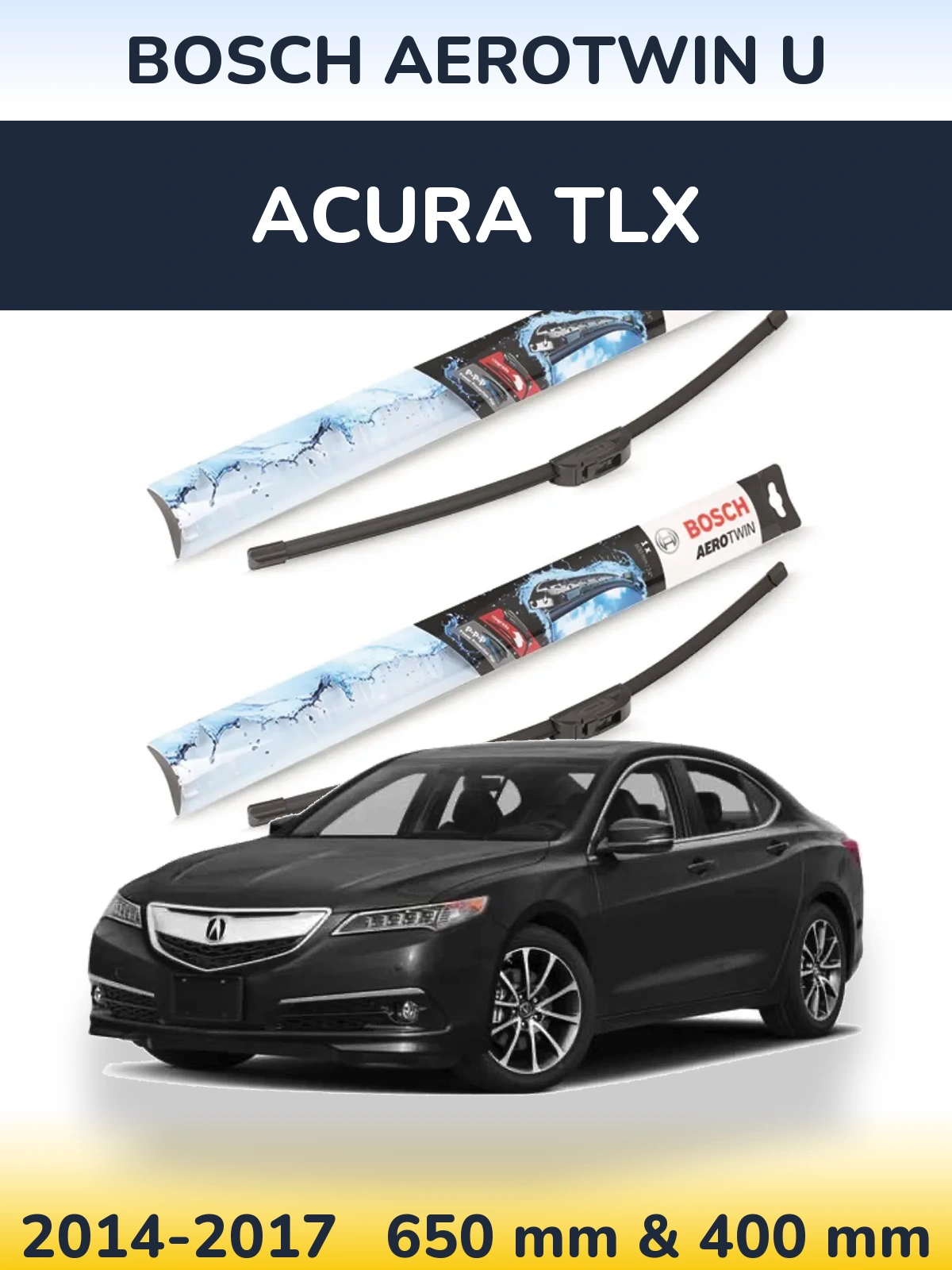 Комплект передних дворников BOSCH AeroTwin U 650 & 400 мм для Acura TLX 2014-2017