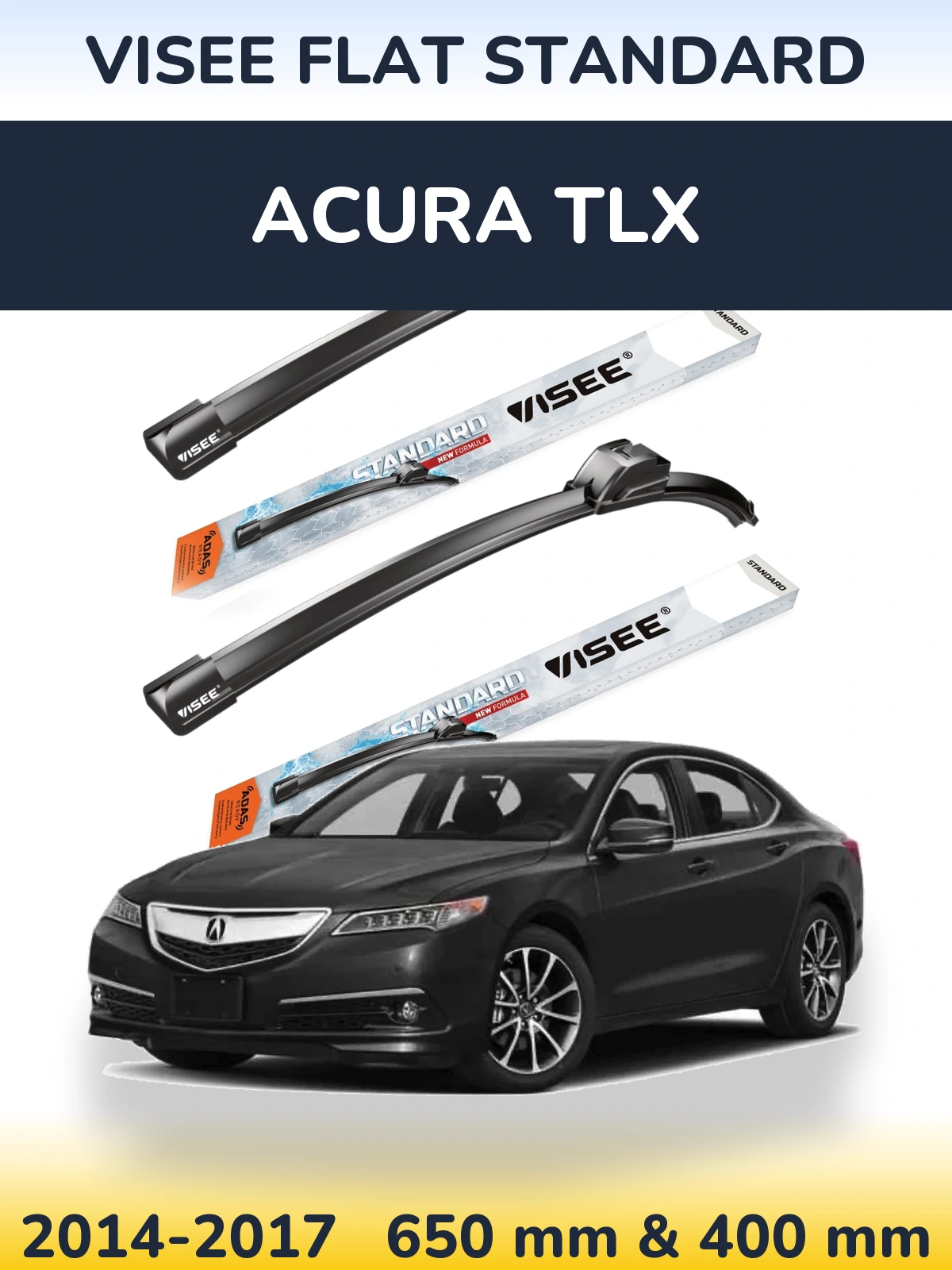 Комплект передніх щіток VISEE FLAT STANDARD 650 & 400 мм для Acura TLX 2014-2017