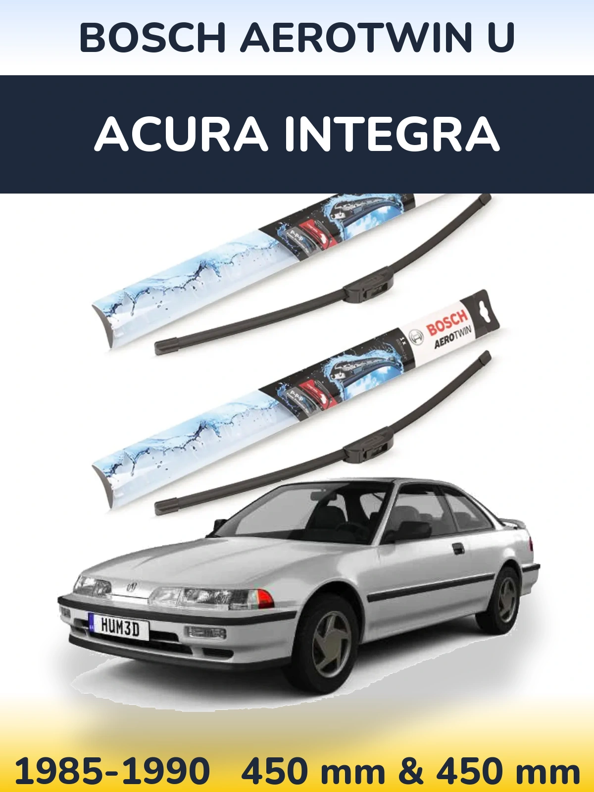 Комплект передних дворников BOSCH AeroTwin U 450 & 450 мм для Acura Integra 1985-1990