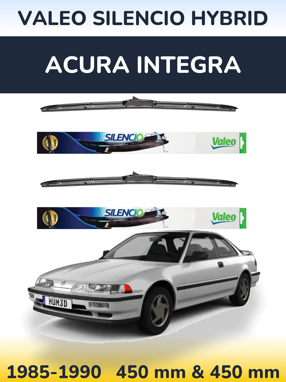 Комплект передних дворников Valeo Silencio Hybrid 450 & 450 мм для Acura Integra 1985-1990