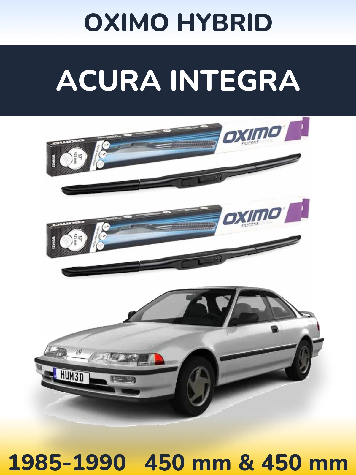 Комплект передних дворников Oximo Hybrid 450 & 450 мм для Acura Integra 1985-1990