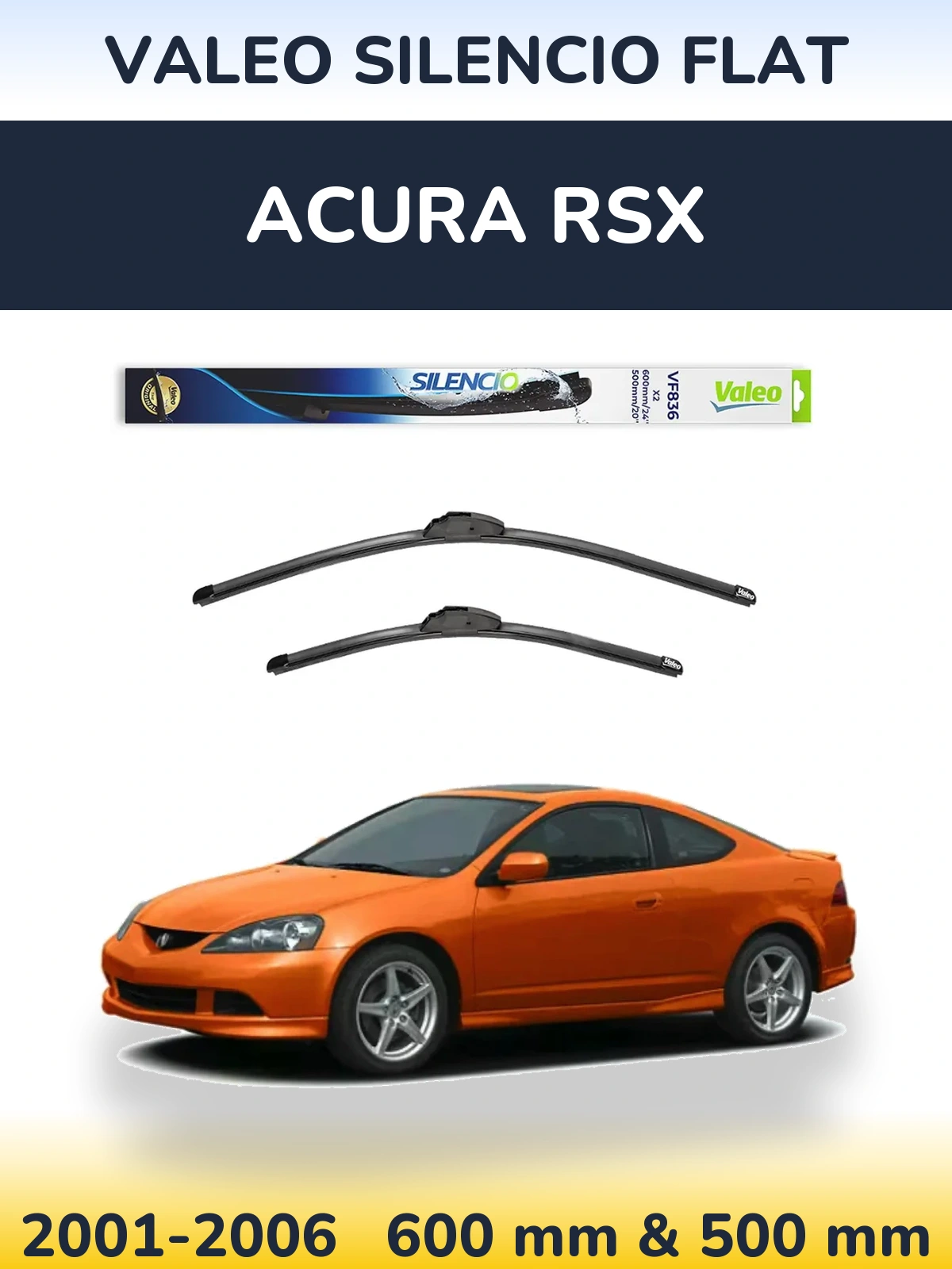Torkarblad Valeo Silencio Flat för Acura RSX
