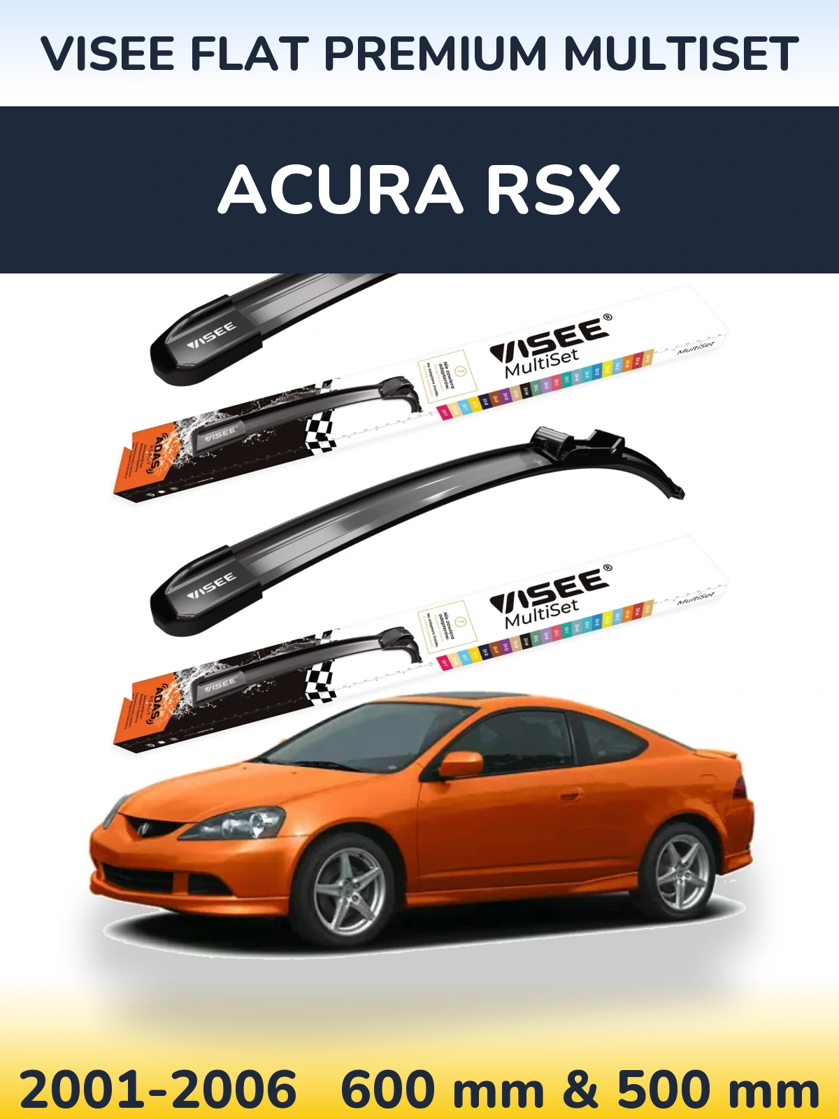 Torkarblad VISEE FLAT PREMIUM MultiSet för Acura RSX