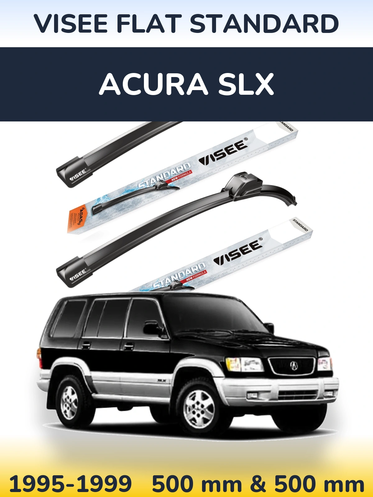 Комплект передніх щіток VISEE FLAT STANDARD 500 & 500 мм для Acura SLX 1995-1999