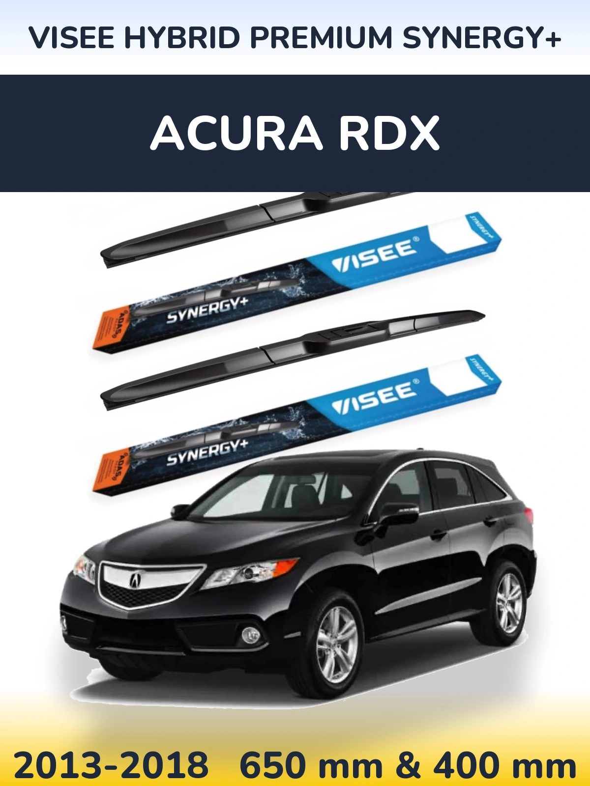 Комплект передних дворников VISEE HYBRID PREMIUM SYNERGY+ 650 & 400 мм для Acura RDX 2013-2018