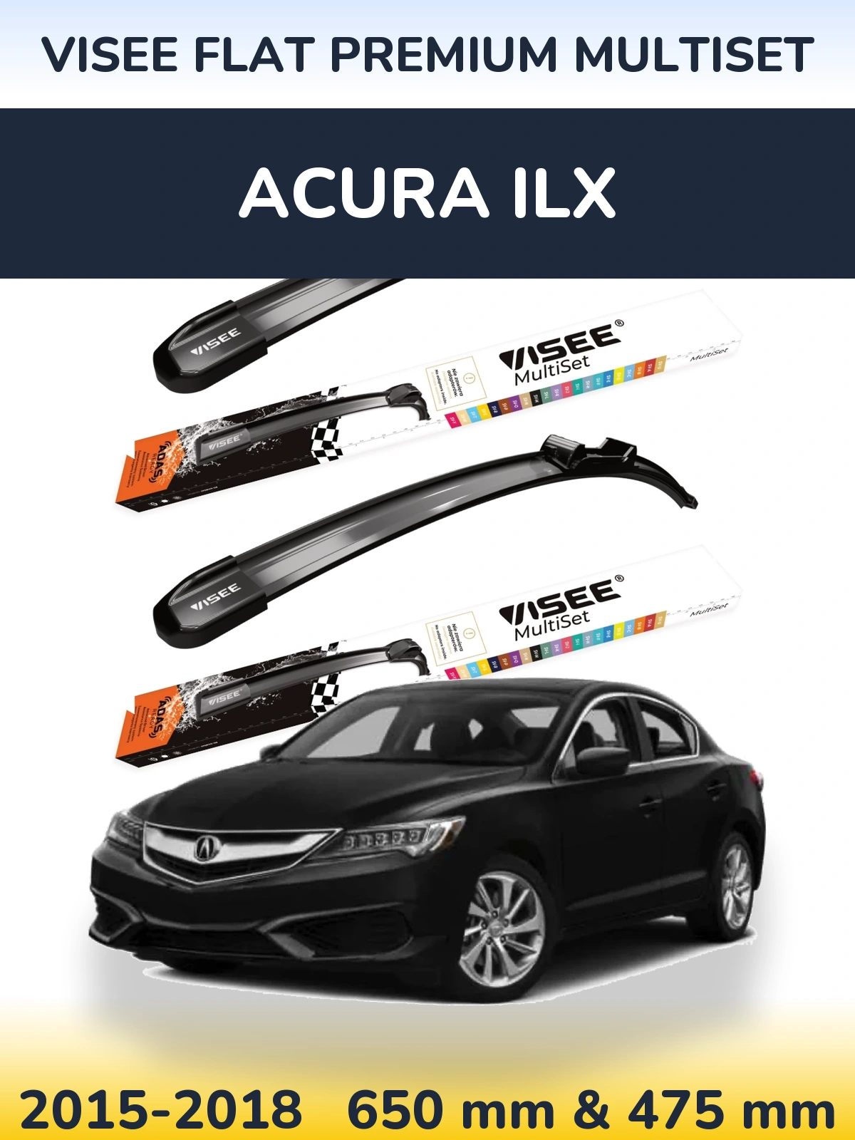Torkarblad VISEE FLAT PREMIUM MultiSet för Acura ILX