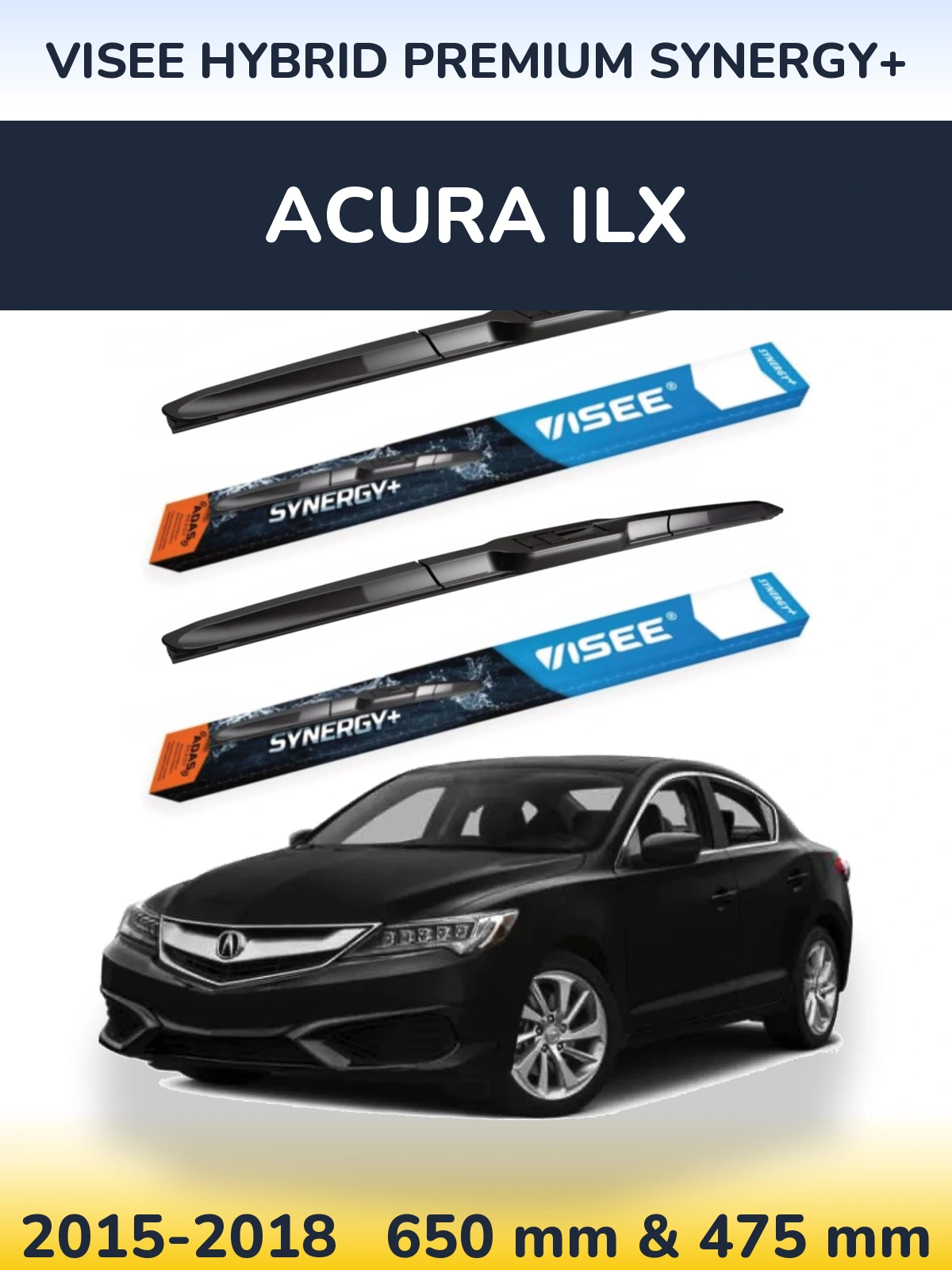 Комплект передніх щіток VISEE HYBRID PREMIUM SYNERGY+ 650 & 475 мм для Acura ILX 2015-2018