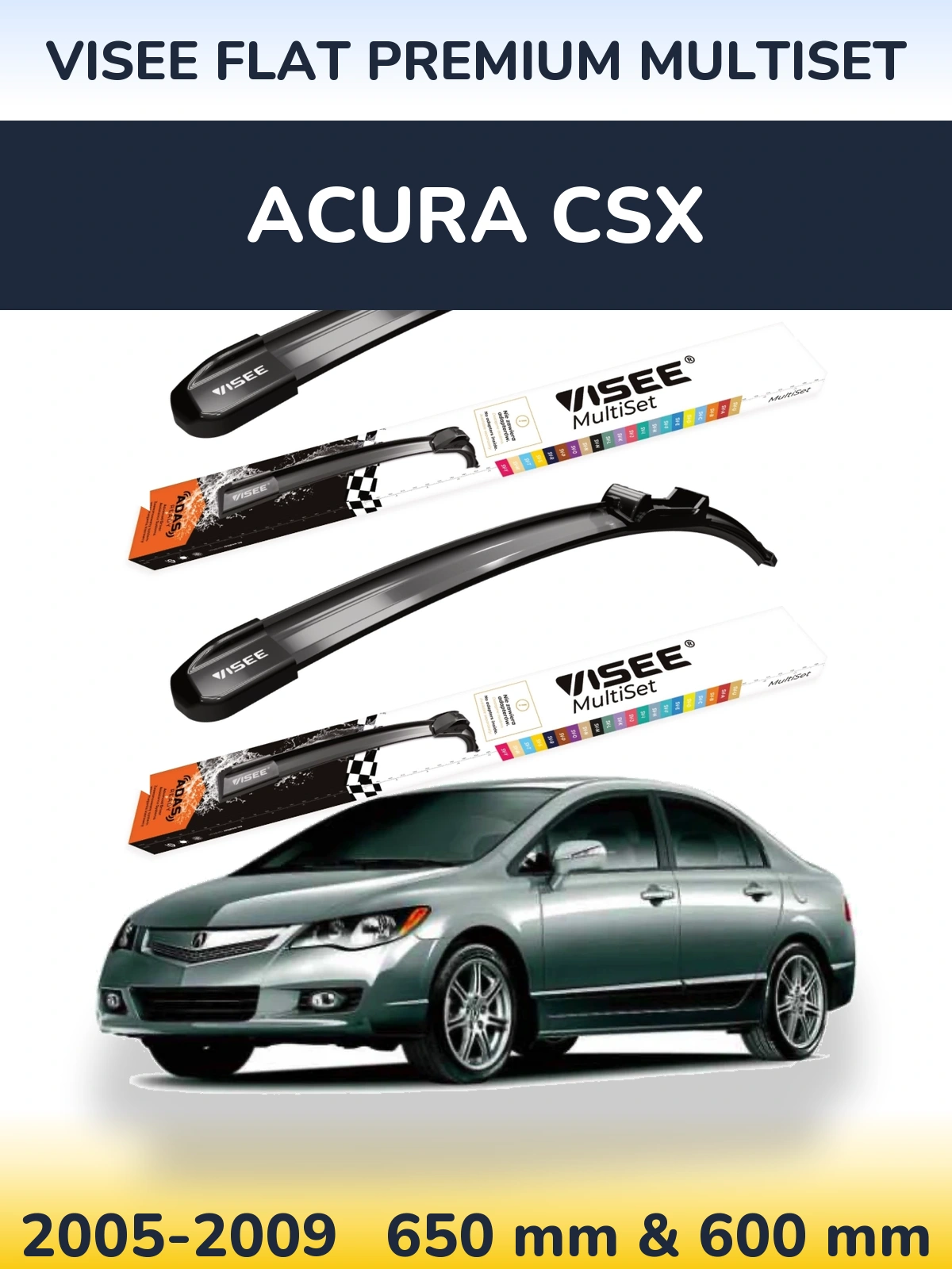 Torkarblad VISEE FLAT PREMIUM MultiSet för Acura CSX
