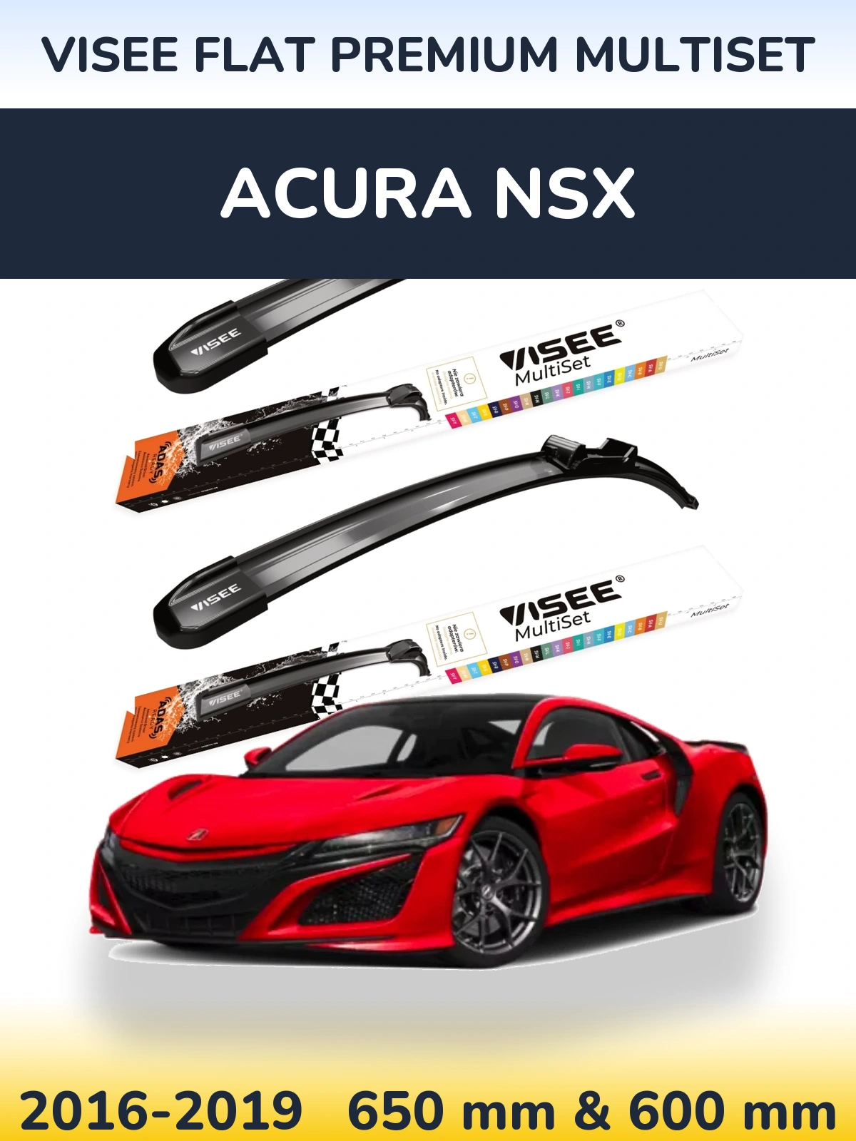 Torkarblad VISEE FLAT PREMIUM MultiSet för Acura NSX