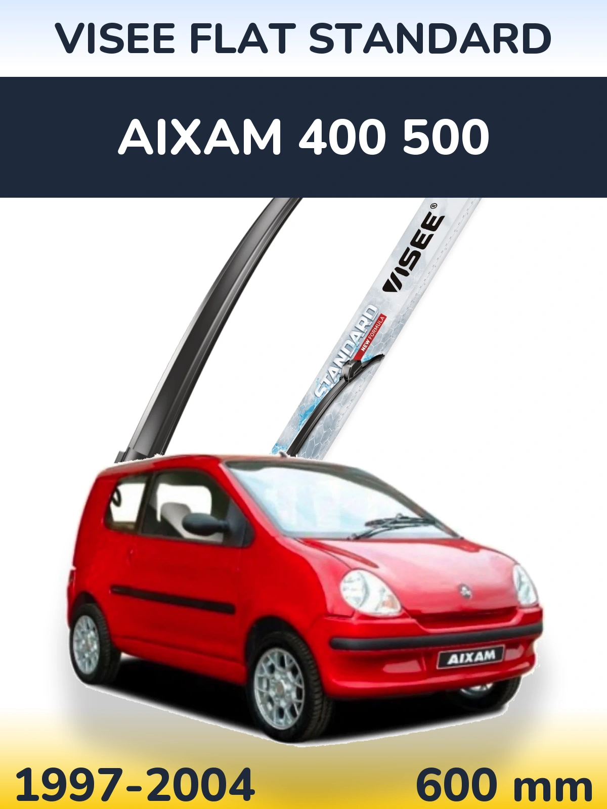 Front wiper blade VISEE FLAT STANDARD 600 mm for Aixam 400 500 1997-2004