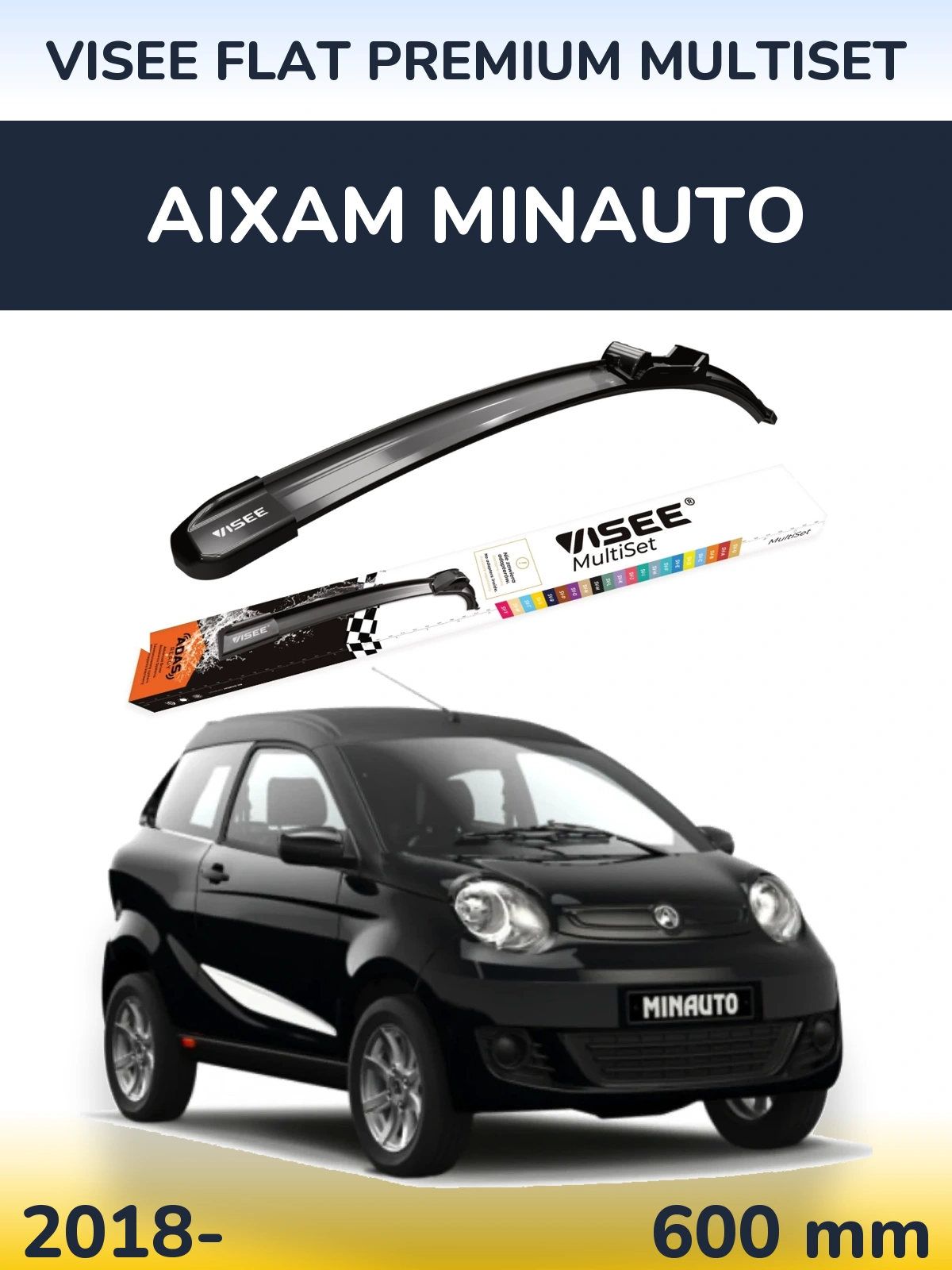 Torkarblad VISEE FLAT PREMIUM MultiSet för Aixam Minauto