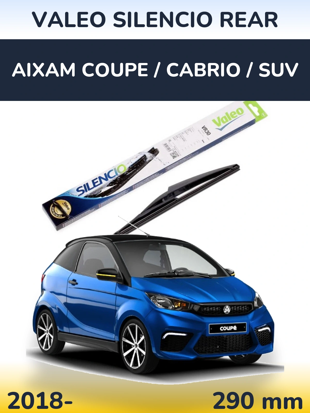 Torkarblad Valeo Silencio Rear för Aixam Coupe / Cabrio / SUV