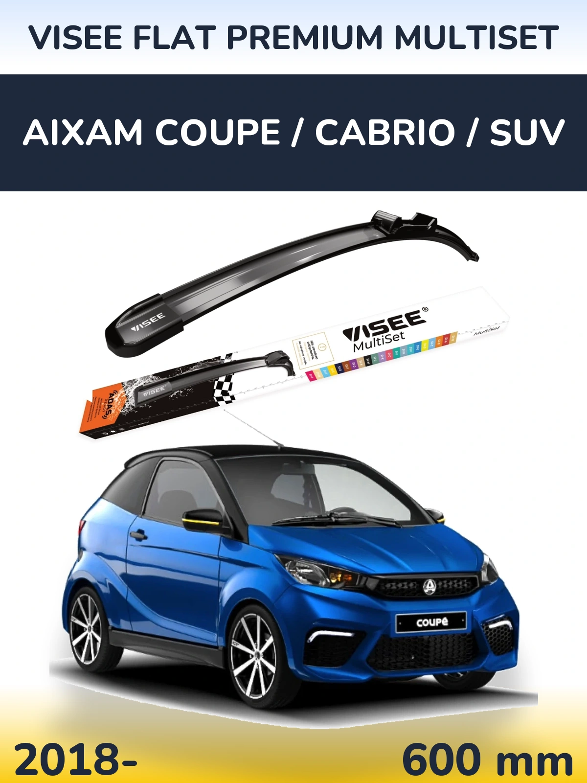 Torkarblad VISEE FLAT PREMIUM MultiSet för Aixam Coupe / Cabrio / SUV