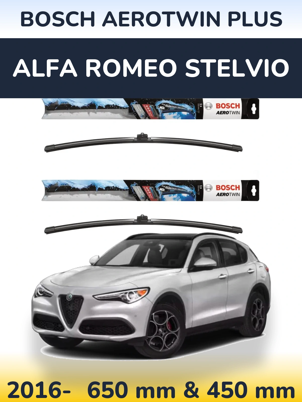 Torkarblad BOSCH AeroTwin Plus för Alfa Romeo Stelvio