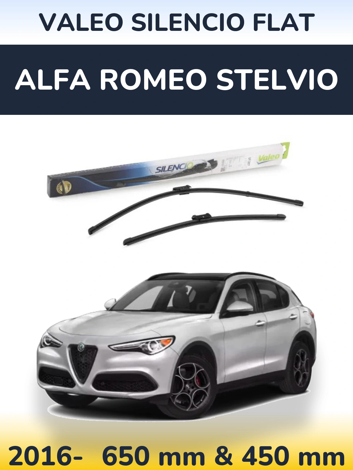Torkarblad Valeo Silencio Flat för Alfa Romeo Stelvio