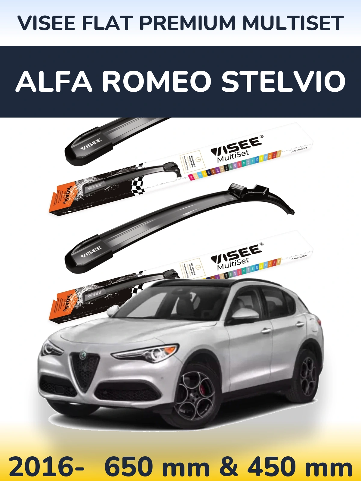 Torkarblad VISEE FLAT PREMIUM MultiSet för Alfa Romeo Stelvio