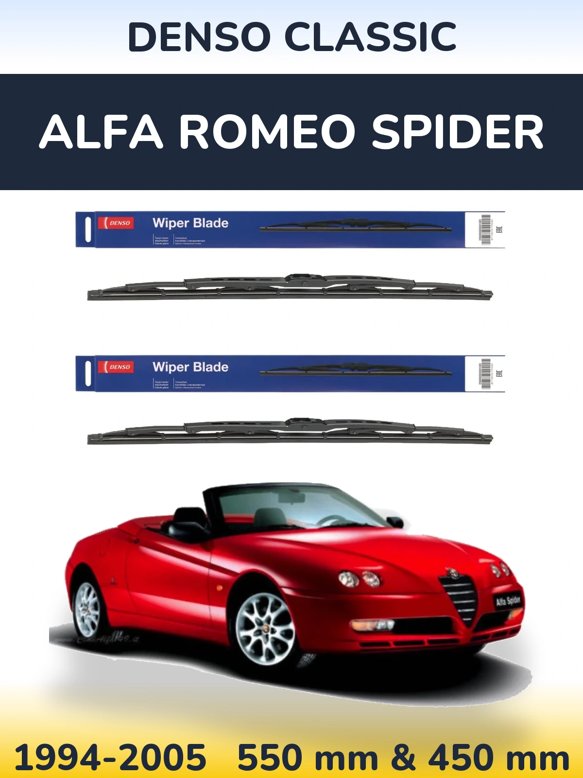 Комплект передних дворников Denso Classic 550 & 450 мм для Alfa Romeo Spider 1994-2005