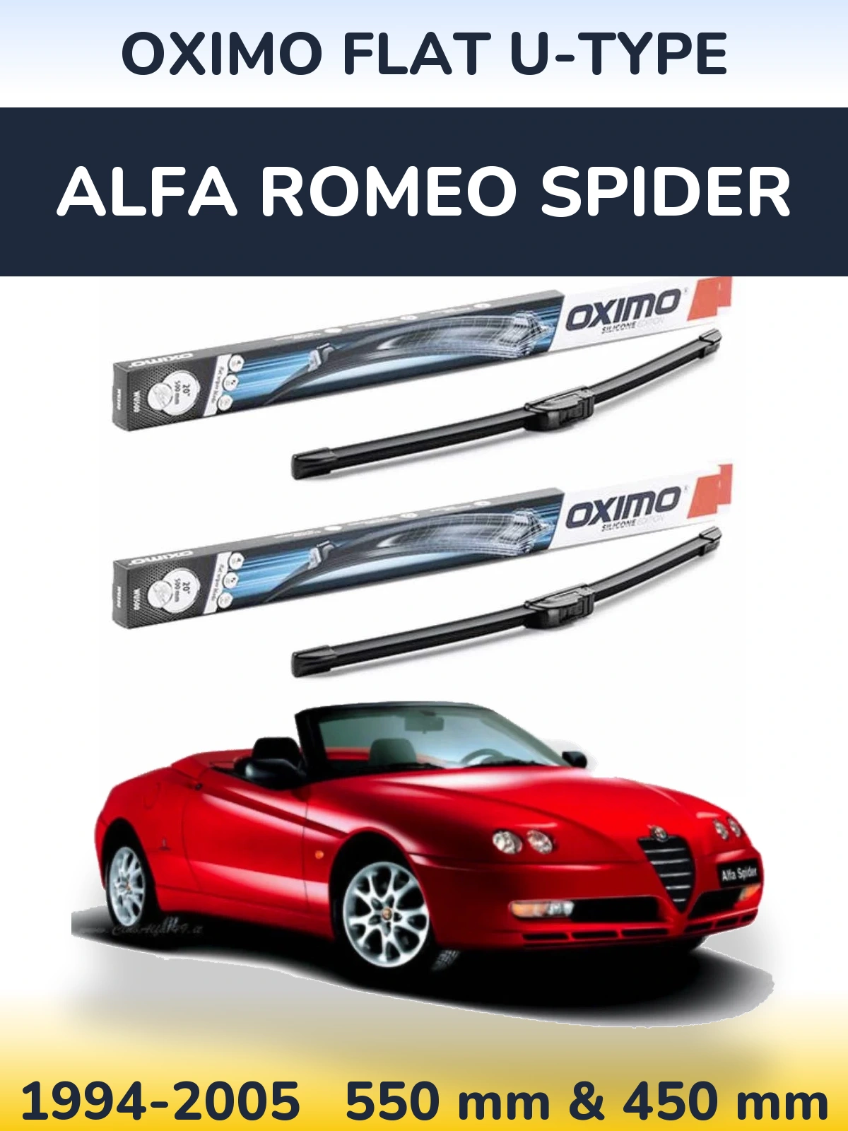 Torkarblad Oximo Flat U-type för Alfa Romeo Spider