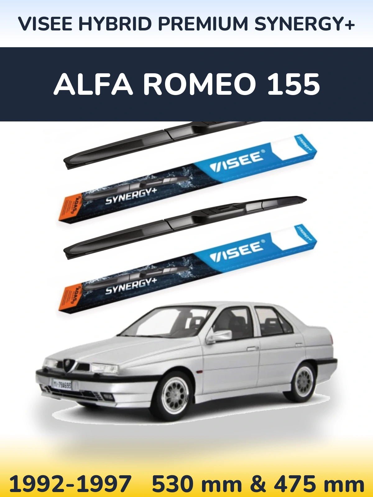 Комплект передніх щіток VISEE HYBRID PREMIUM SYNERGY+ 530 & 475 мм для Alfa Romeo 155 1992-1997