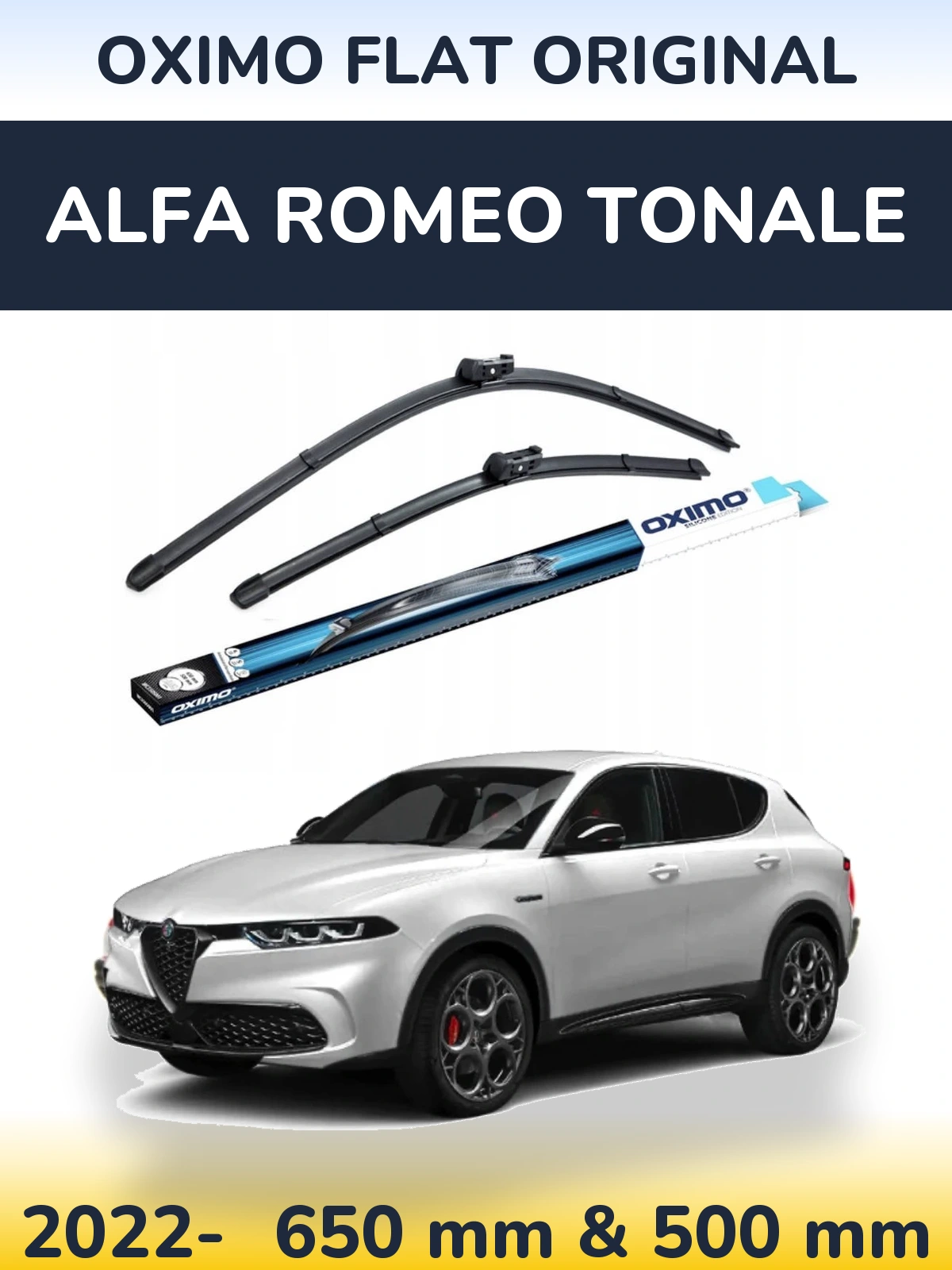 Комплект передних дворников Oximo Flat Original 650 & 500 мм для Alfa Romeo Tonale 2022-2026