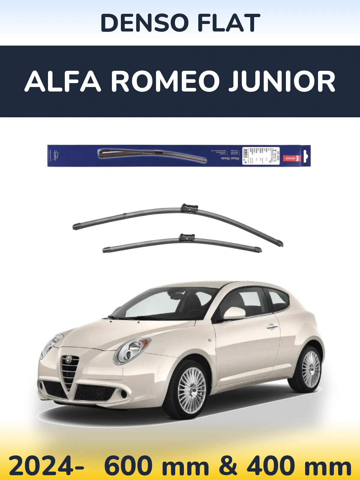 Комплект передніх щіток Denso Flat 600 & 400 мм для Alfa Romeo Junior 2024-2026