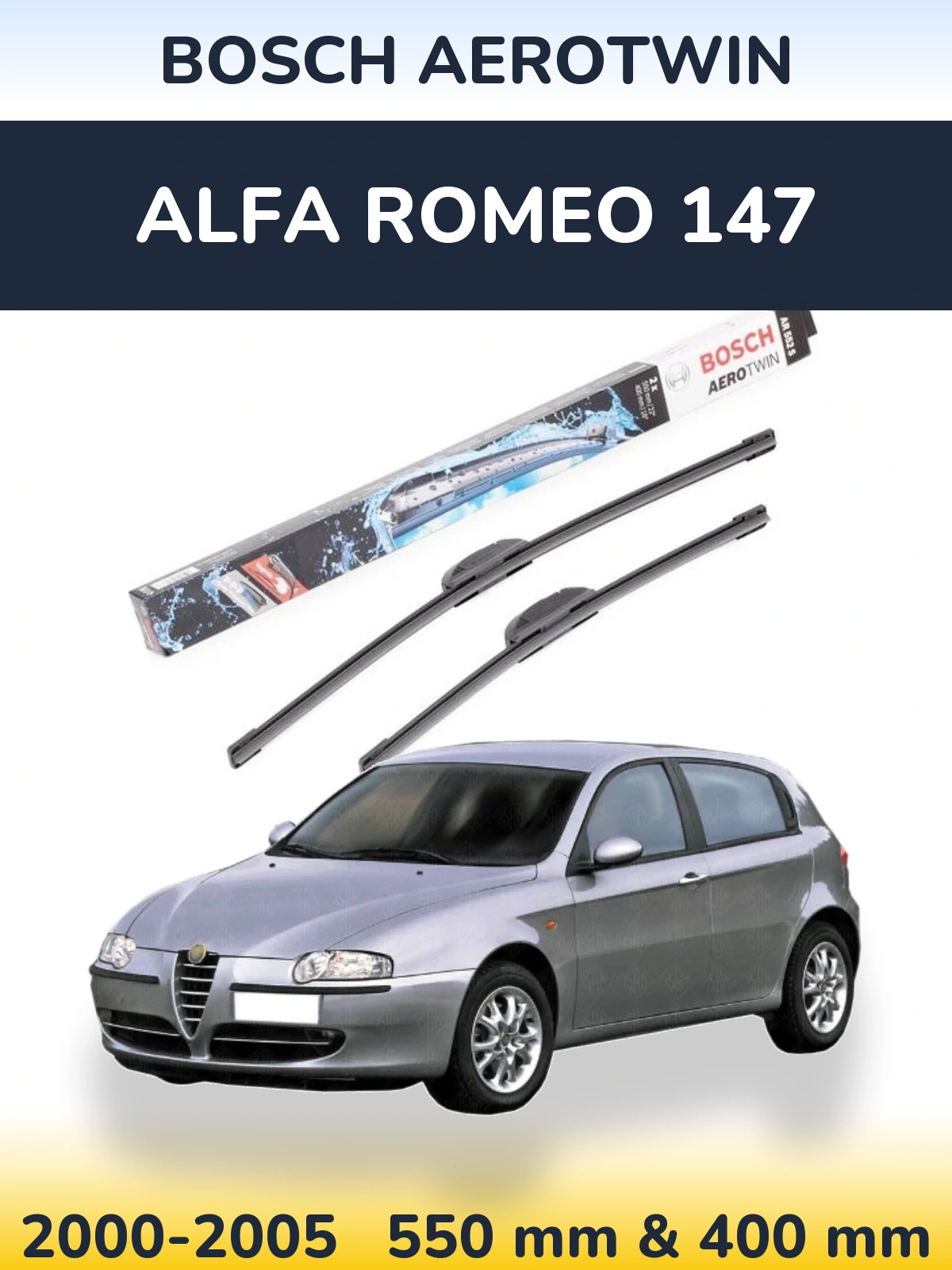 Комплект передних дворников BOSCH AeroTwin 550 & 400 мм для Alfa Romeo 147 2000-2005