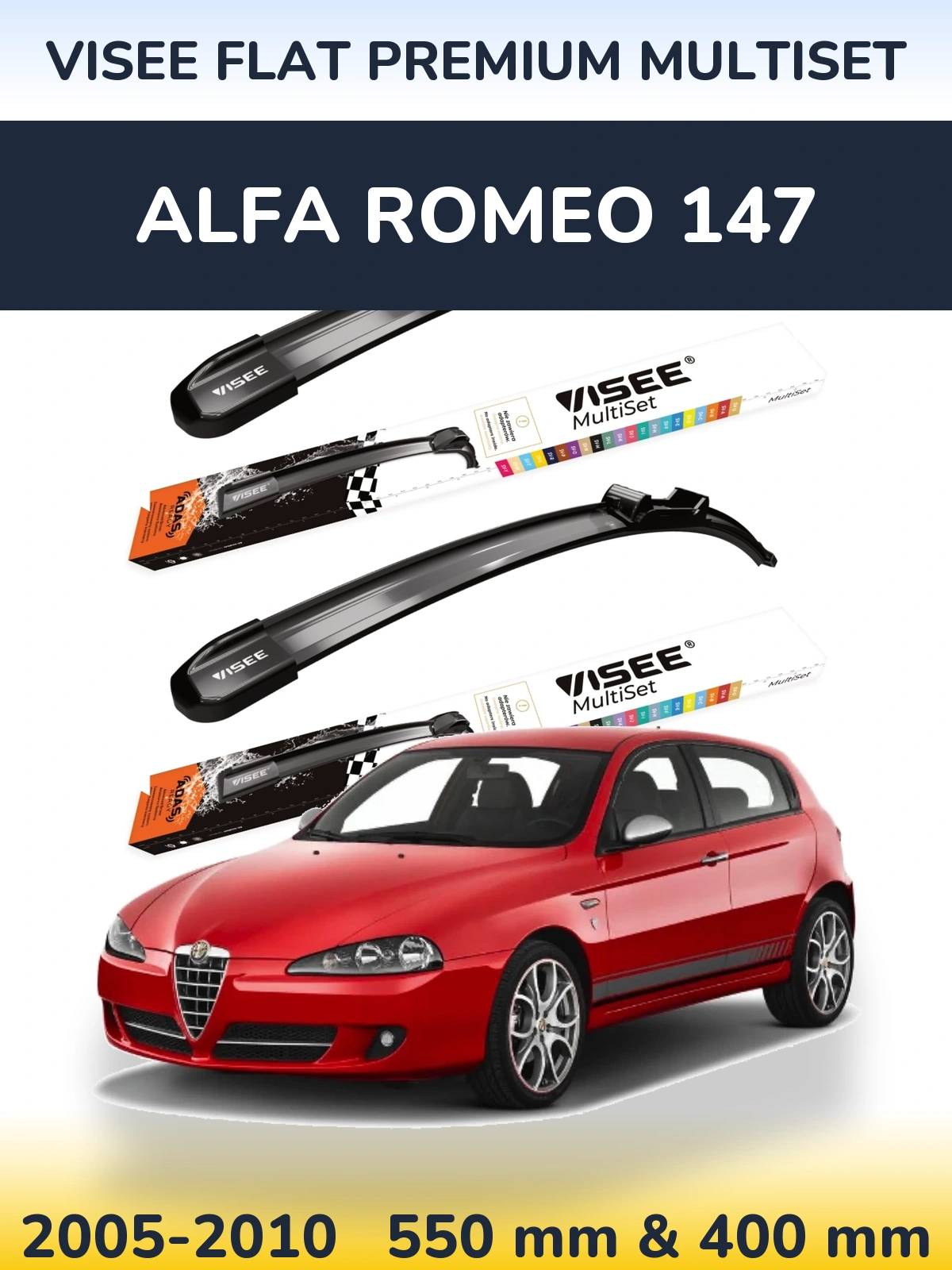 Torkarblad VISEE FLAT PREMIUM MultiSet för Alfa Romeo 147