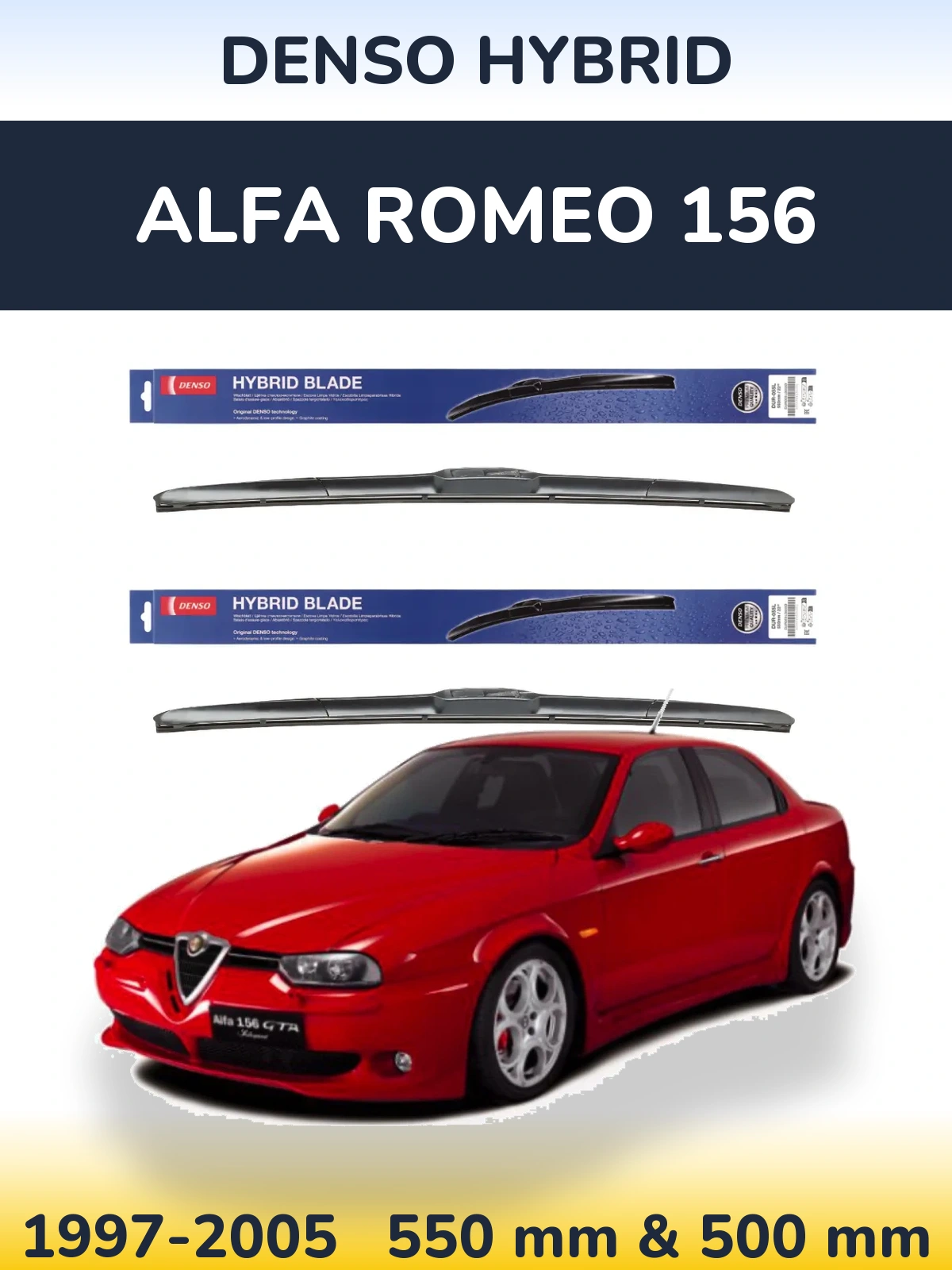 Torkarblad Denso Hybrid för Alfa Romeo 156