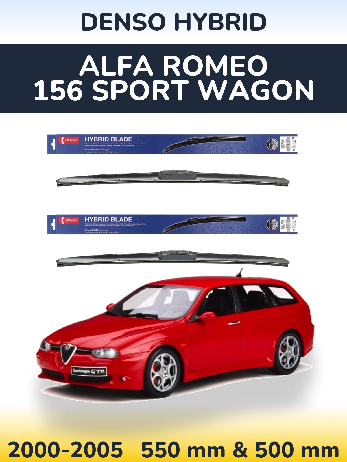 Torkarblad Denso Hybrid för Alfa Romeo 156 Sport Wagon