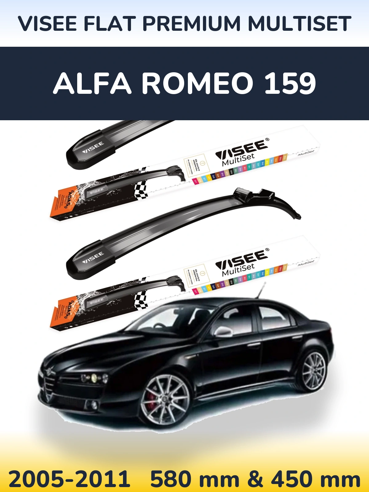 Torkarblad VISEE FLAT PREMIUM MultiSet för Alfa Romeo 159