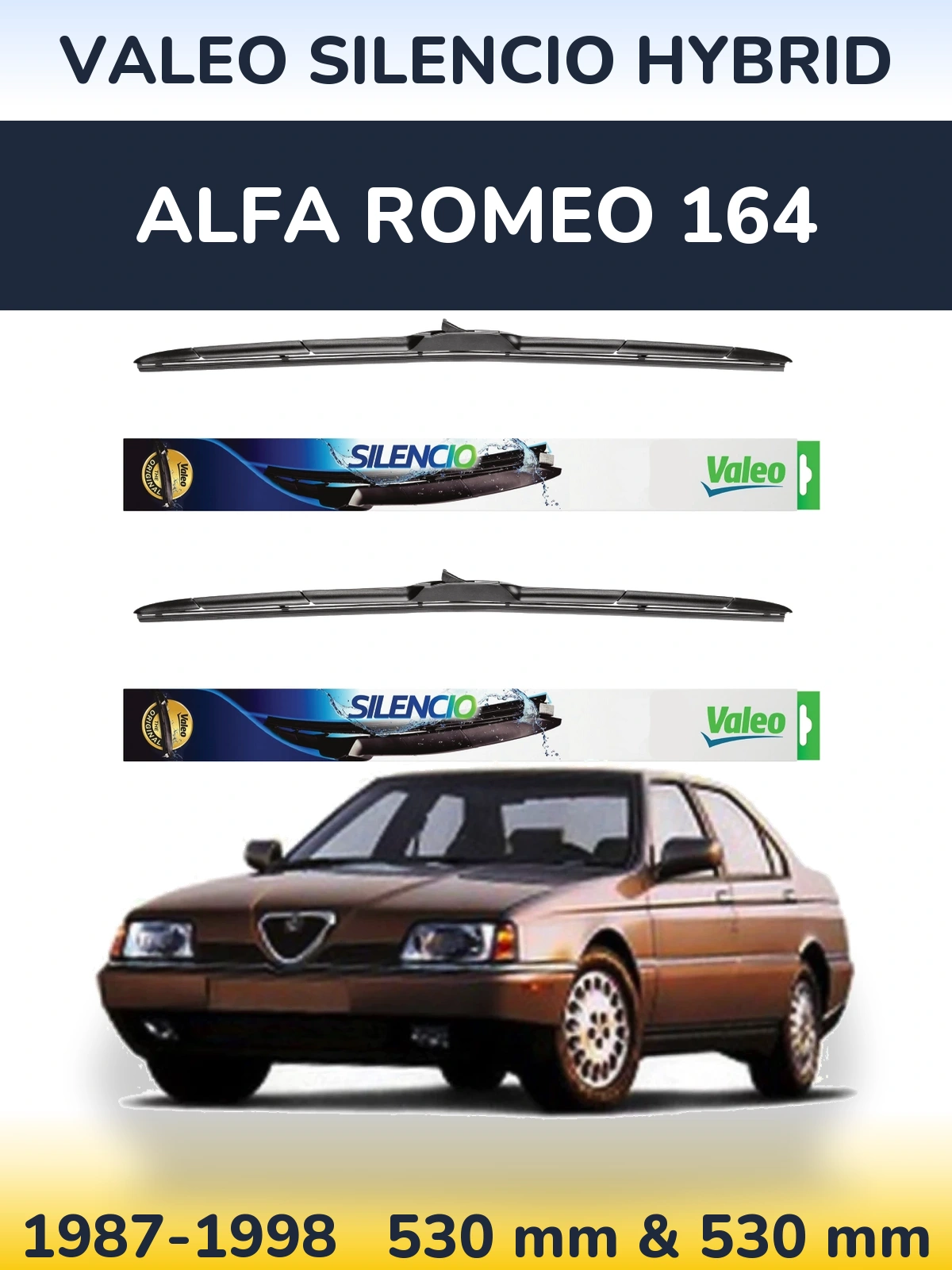 Комплект передних дворников Valeo Silencio Hybrid 530 & 530 мм для Alfa Romeo 164 1987-1998