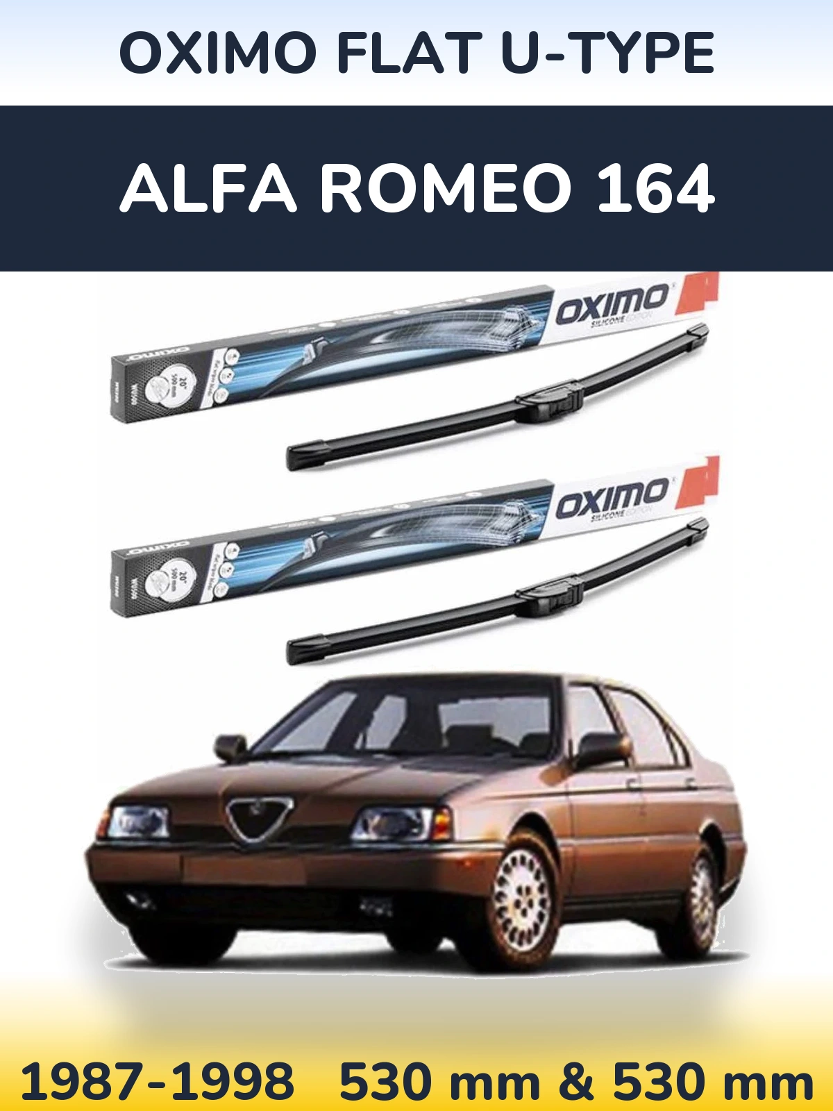 Комплект передних дворников Oximo Flat U-type 530 & 530 мм для Alfa Romeo 164 1987-1998