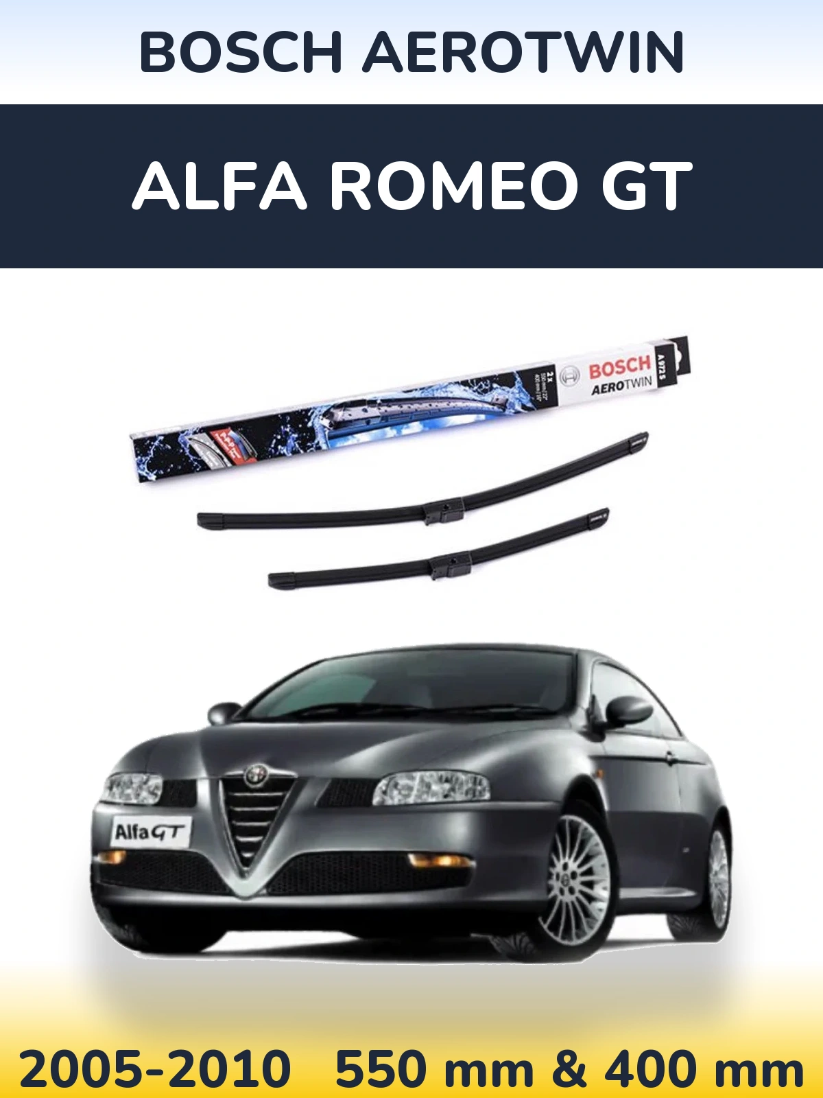 Front wiper blade set BOSCH AeroTwin 550 & 400 mm for Alfa Romeo GT 2005-2010