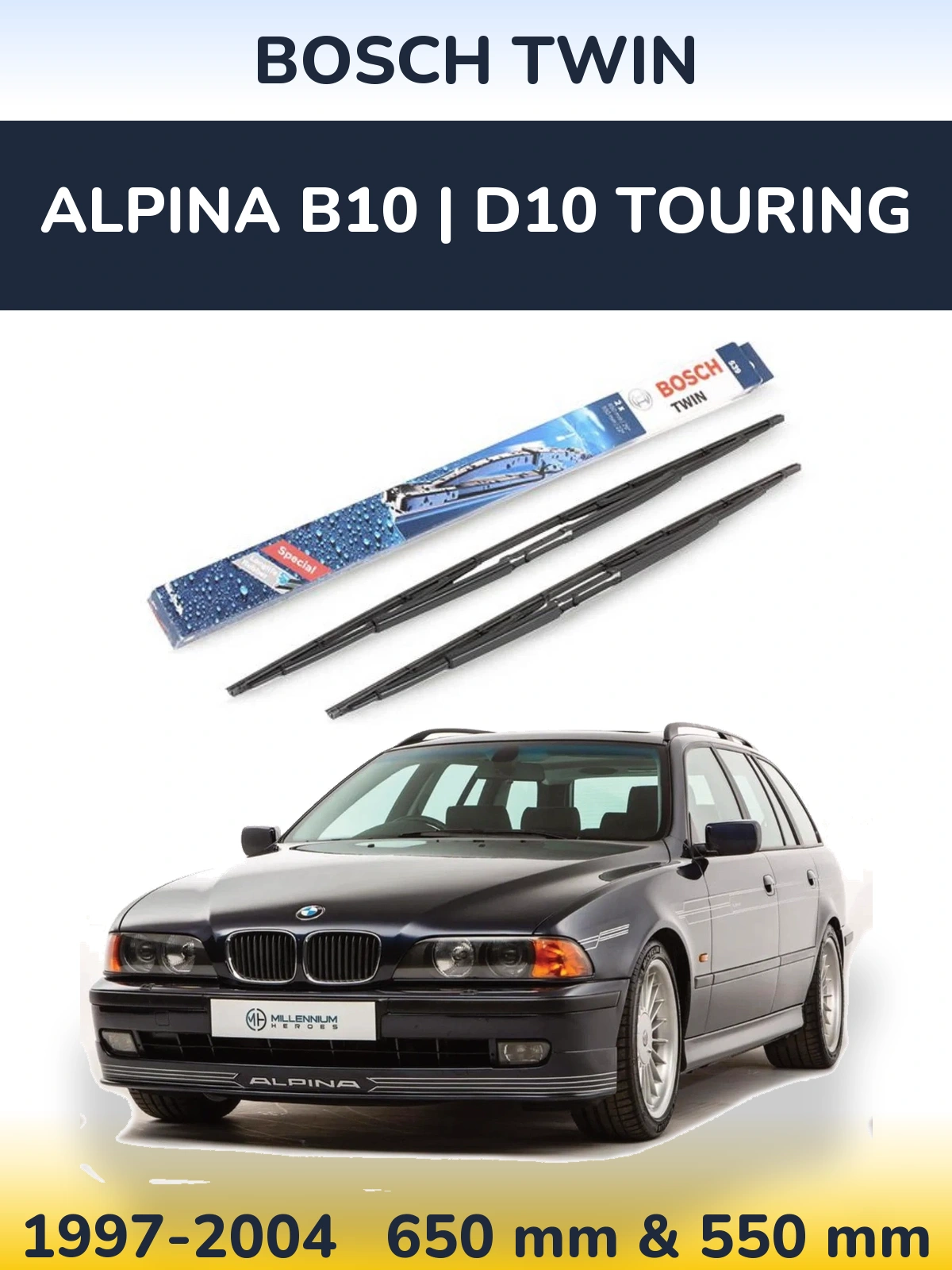 Комплект передніх щіток BOSCH Twin 650 & 550 мм для Alpina B10 | D10 Touring 1997-2004