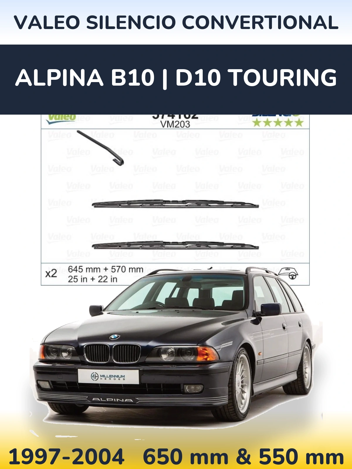 Torkarblad Valeo Silencio Convertional för Alpina B10 | D10 Touring