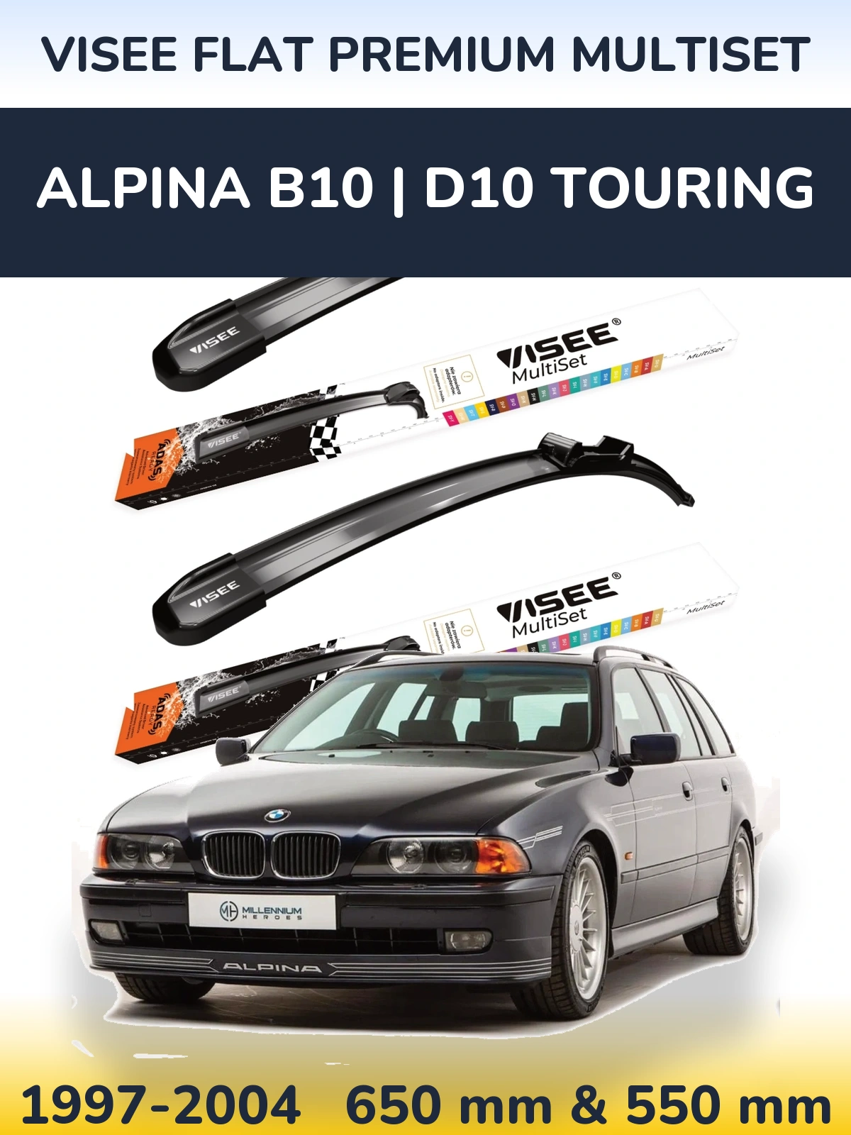 Torkarblad VISEE FLAT PREMIUM MultiSet för Alpina B10 | D10 Touring